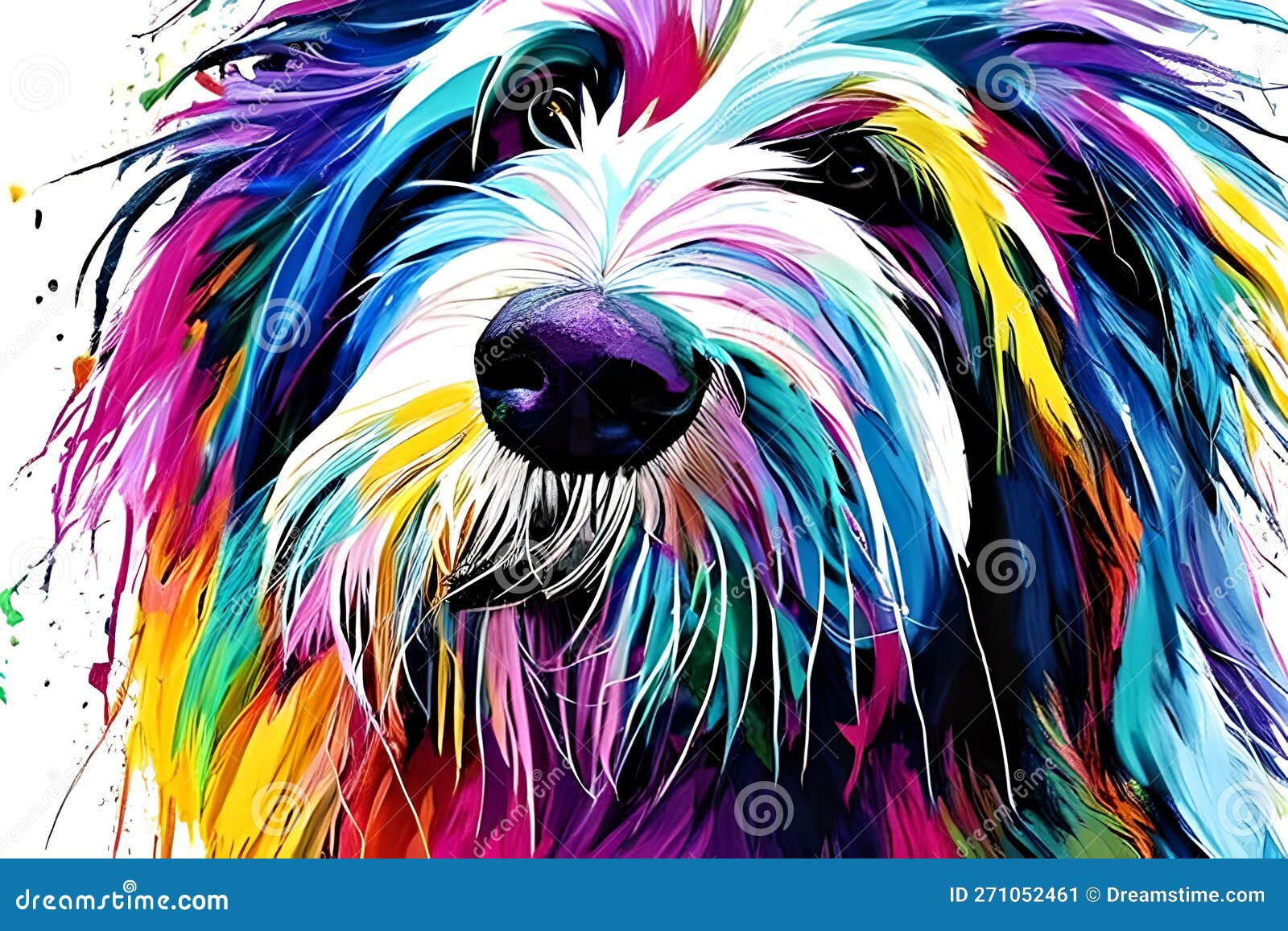 Multicolored shaggy dog stock illustration. Illustration of poster