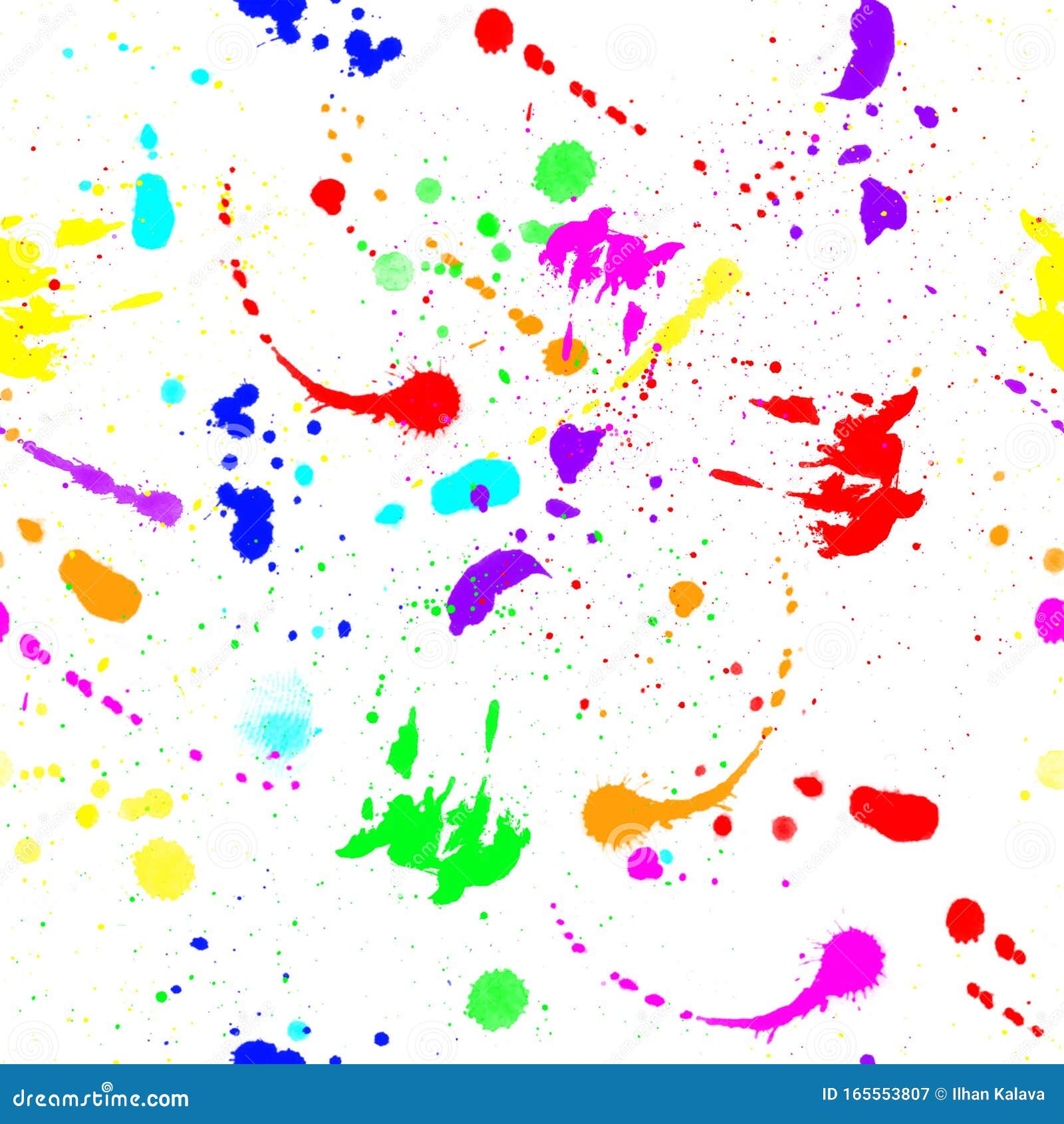 Multicolored Splash Watercolor Seamless Pattern. Brush Strokes ...