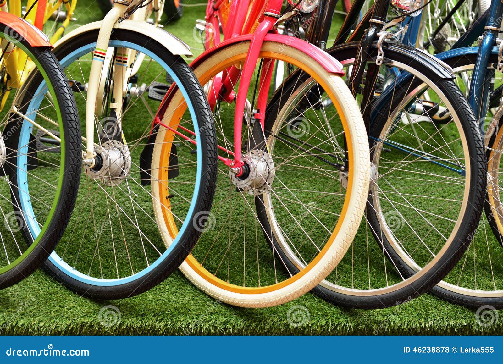 Multicolored Wheel Different Bikes Stock Photo Image of ecological