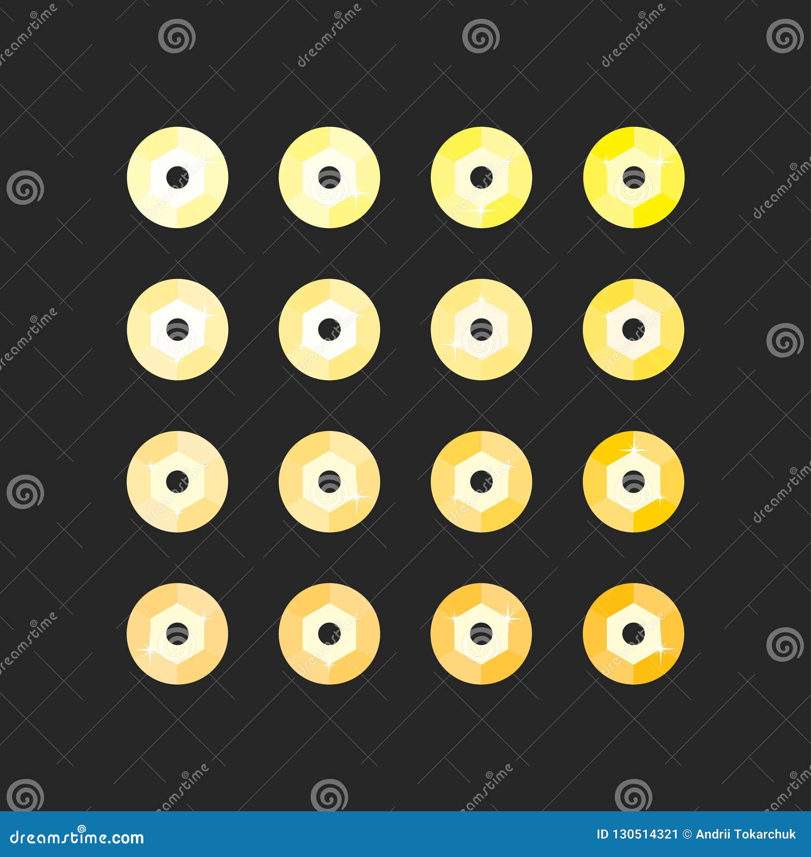 The Yellow Sequin, Glitter Abstract Vector Object. Stock Vector