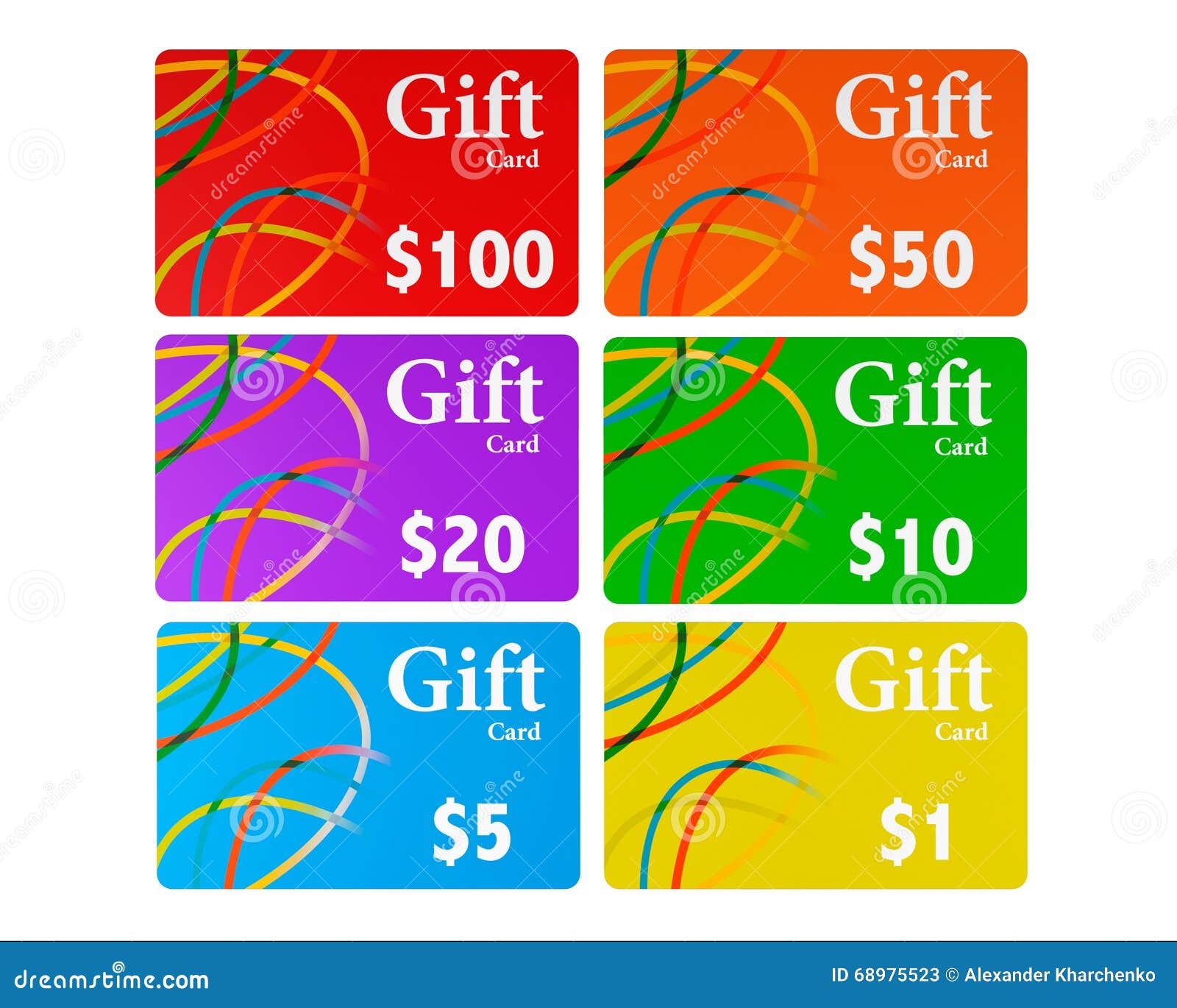 Multicolour Gift Cards Set stock image. Image of color 68975523