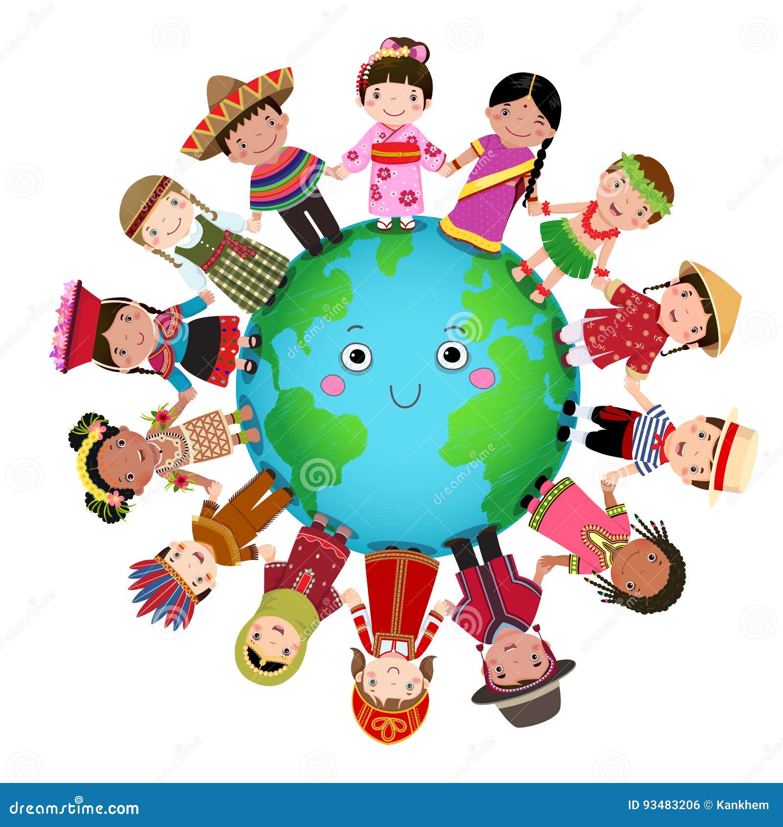 multicultural children holding hand around the world