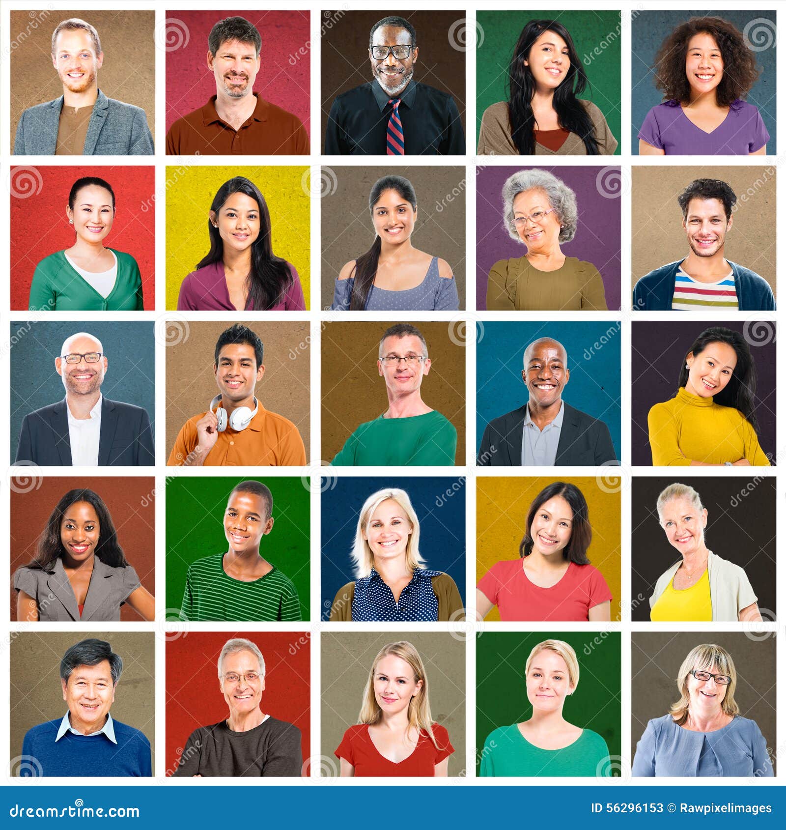 multiethnic people colorful smiling portrait concept