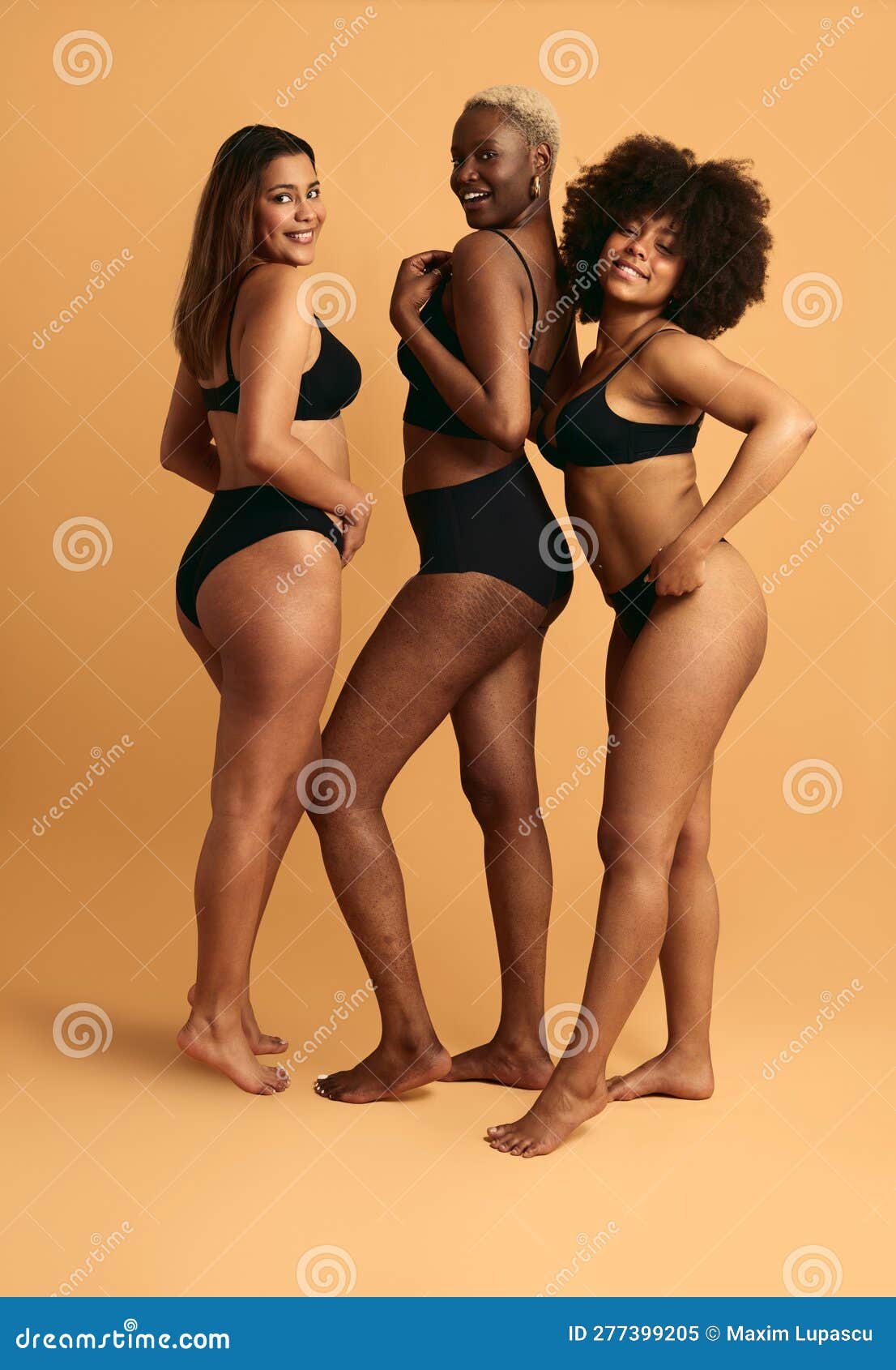 Multiethnic Women Wearing Black Underwear in Studio Stock Image - Image of  femininity, female: 277399205