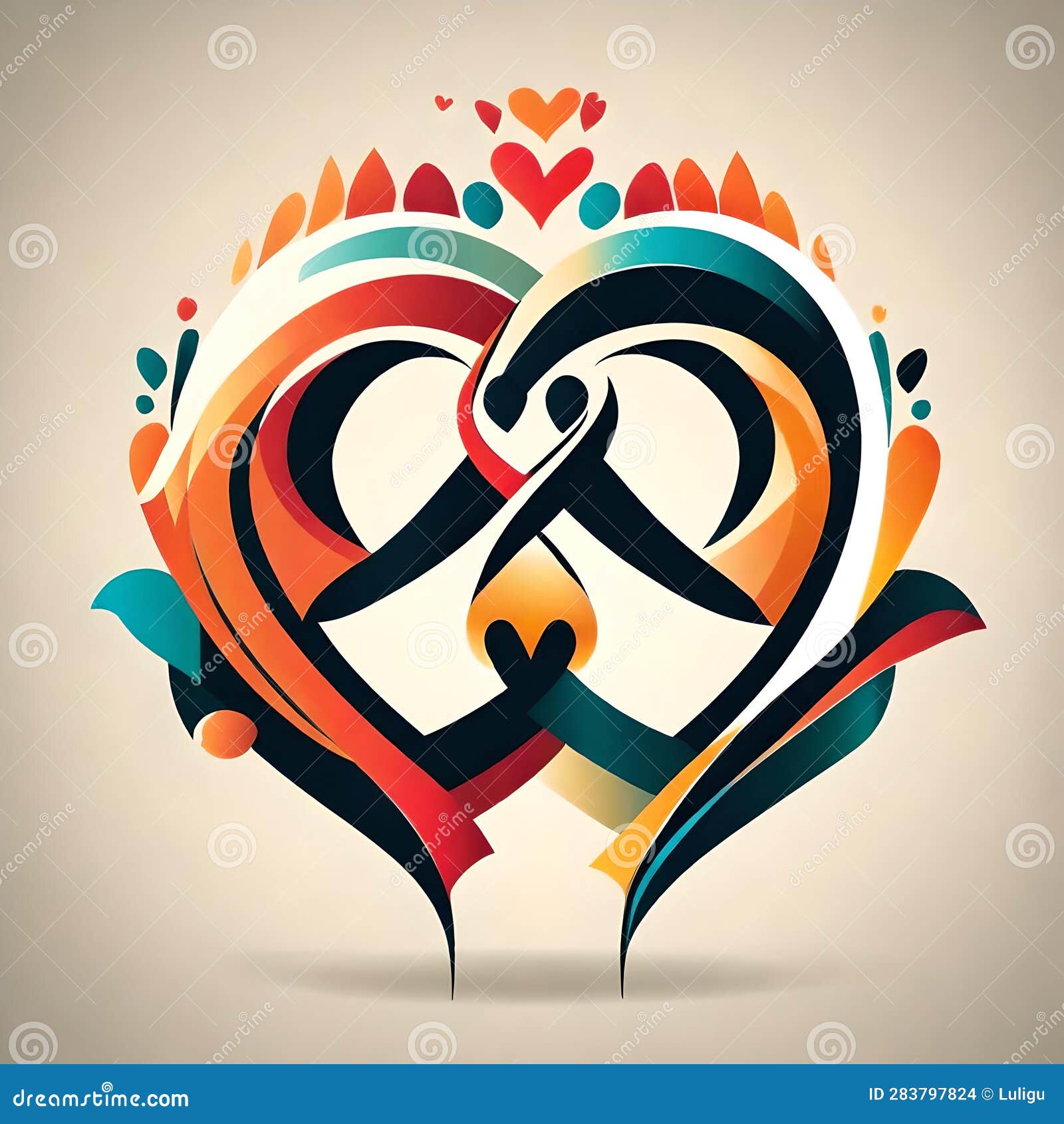 Multifaceted Abstract Logo: Hands, Heart, and Faces Stock Illustration -  Illustration of organ, featuring: 283797824, image size:1600x1690