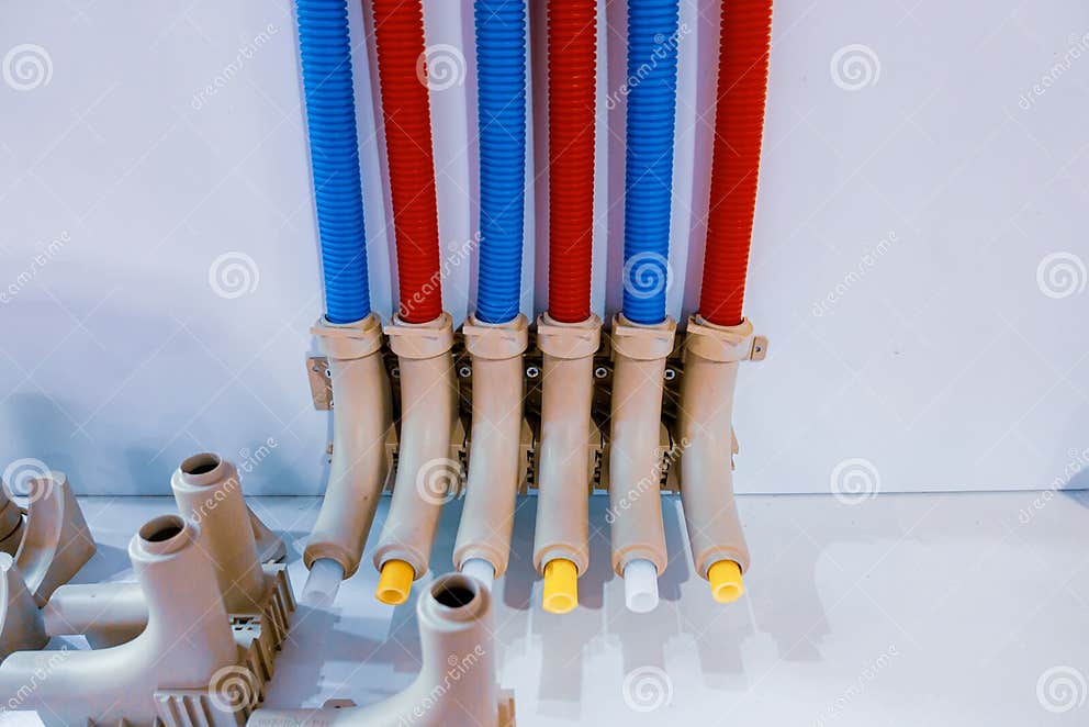 Multilayer Composite Pipes. Underfloor Heating Pipe System Stock Image
