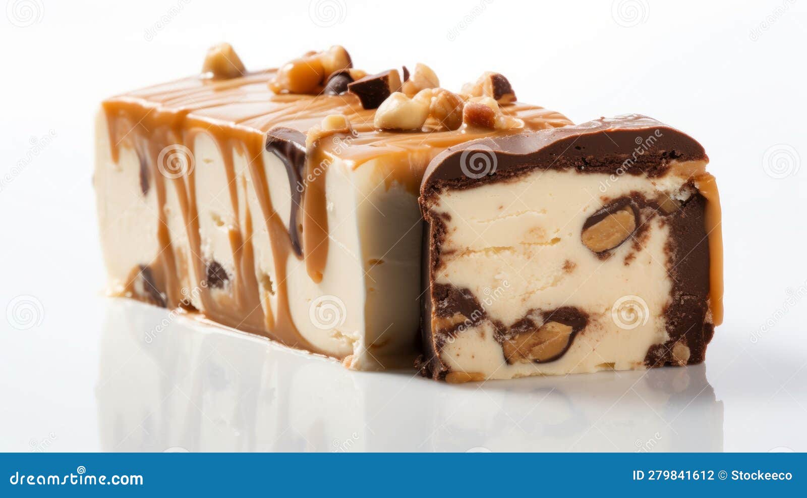 multilayered cheese ice cream with chocolate and nuts