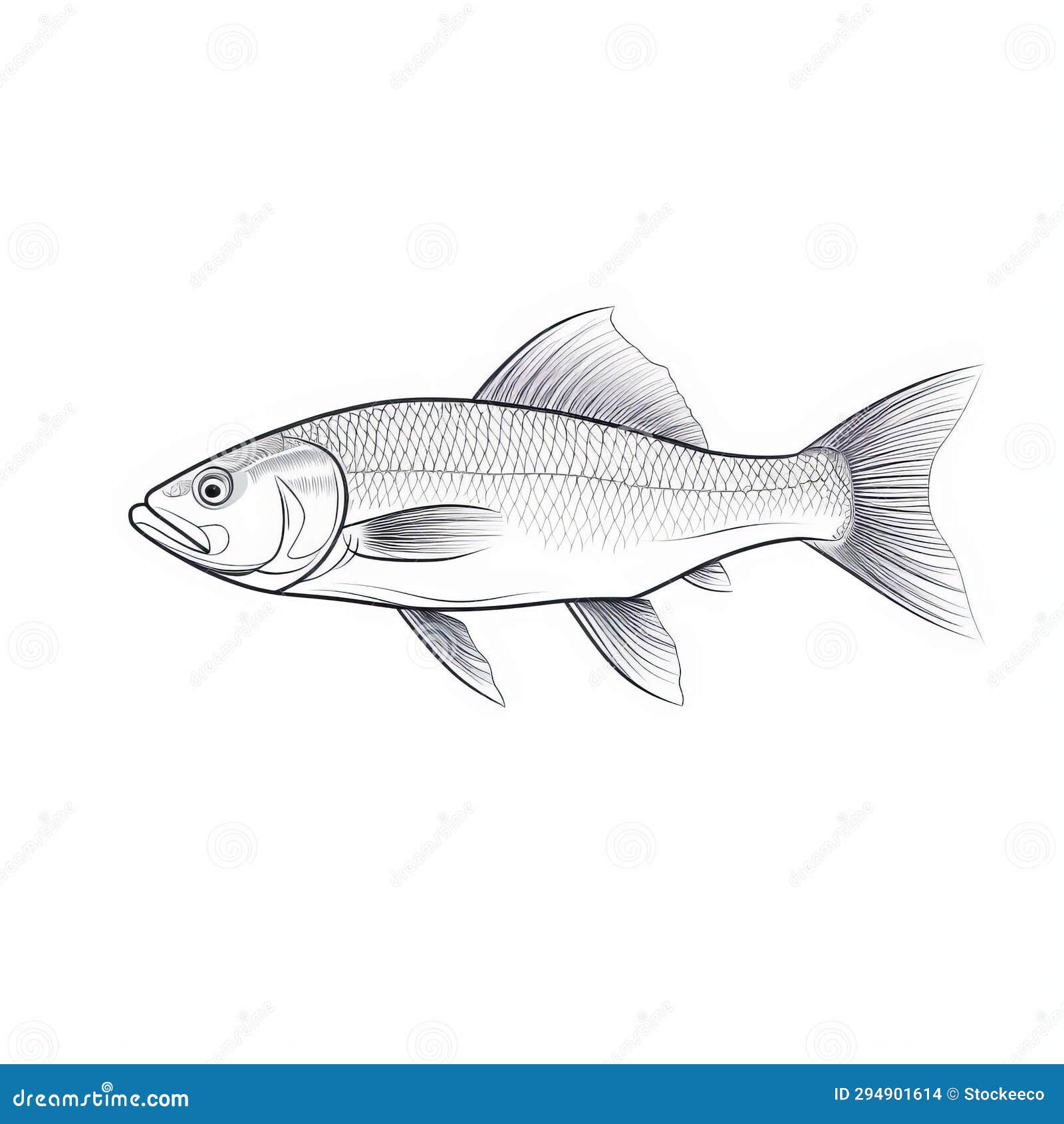 Multilayered Flat Shading Fish Drawing on Large Canvas Stock