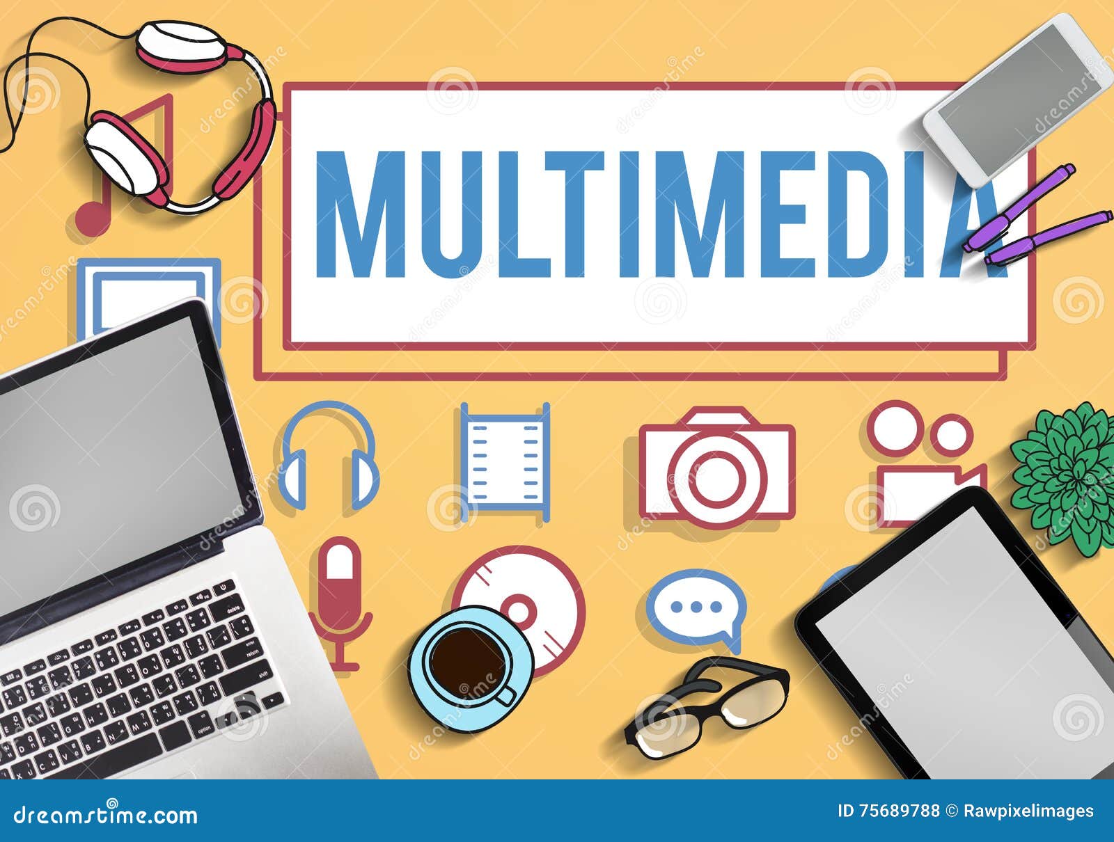 Multimedia Animation Computer Graphics Digital Concept Stock Illustration -  Illustration of tablet, desk: 75689788