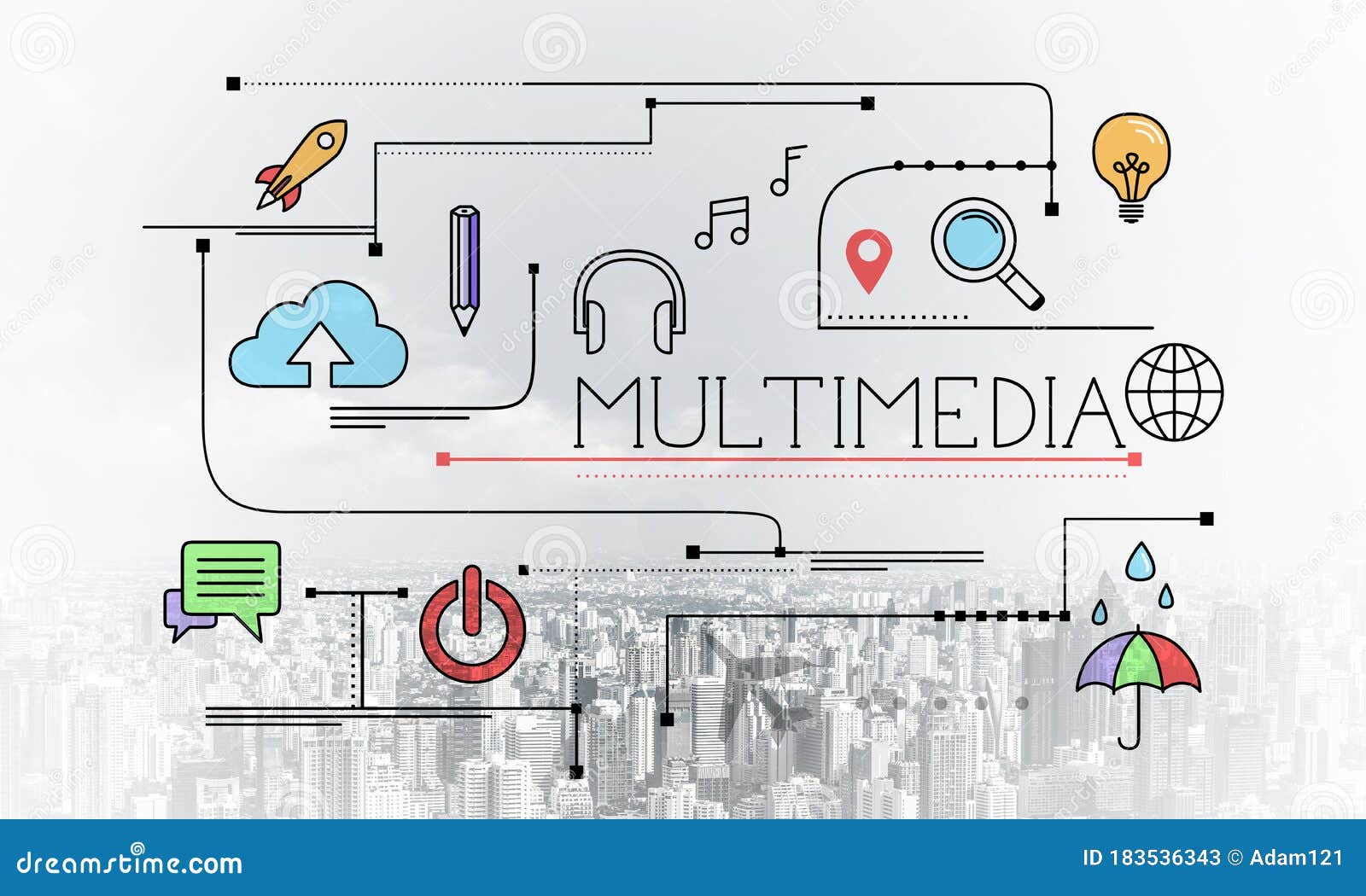 multimedia content linear sketch with media signs