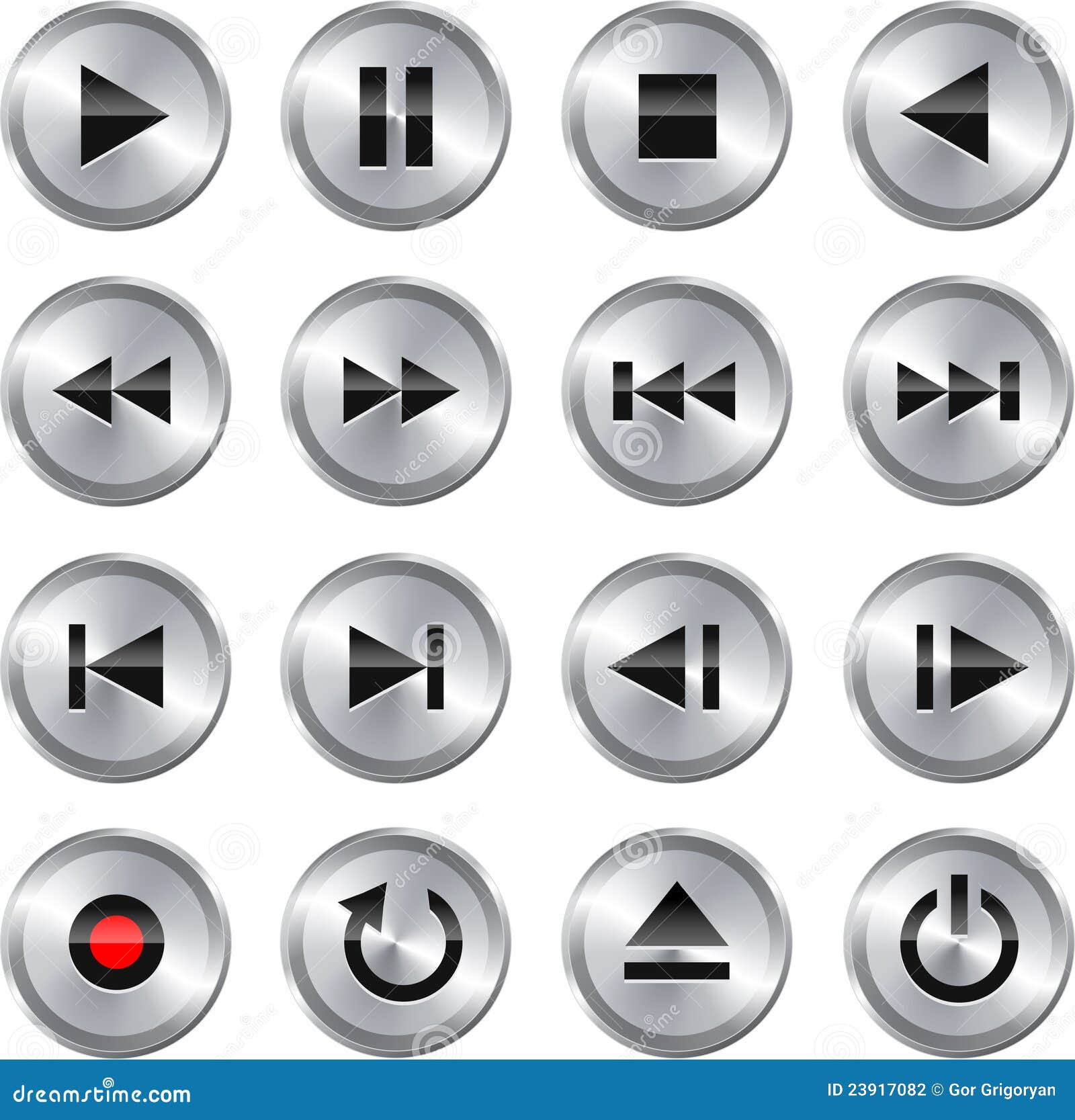 multimedia control icon/button set