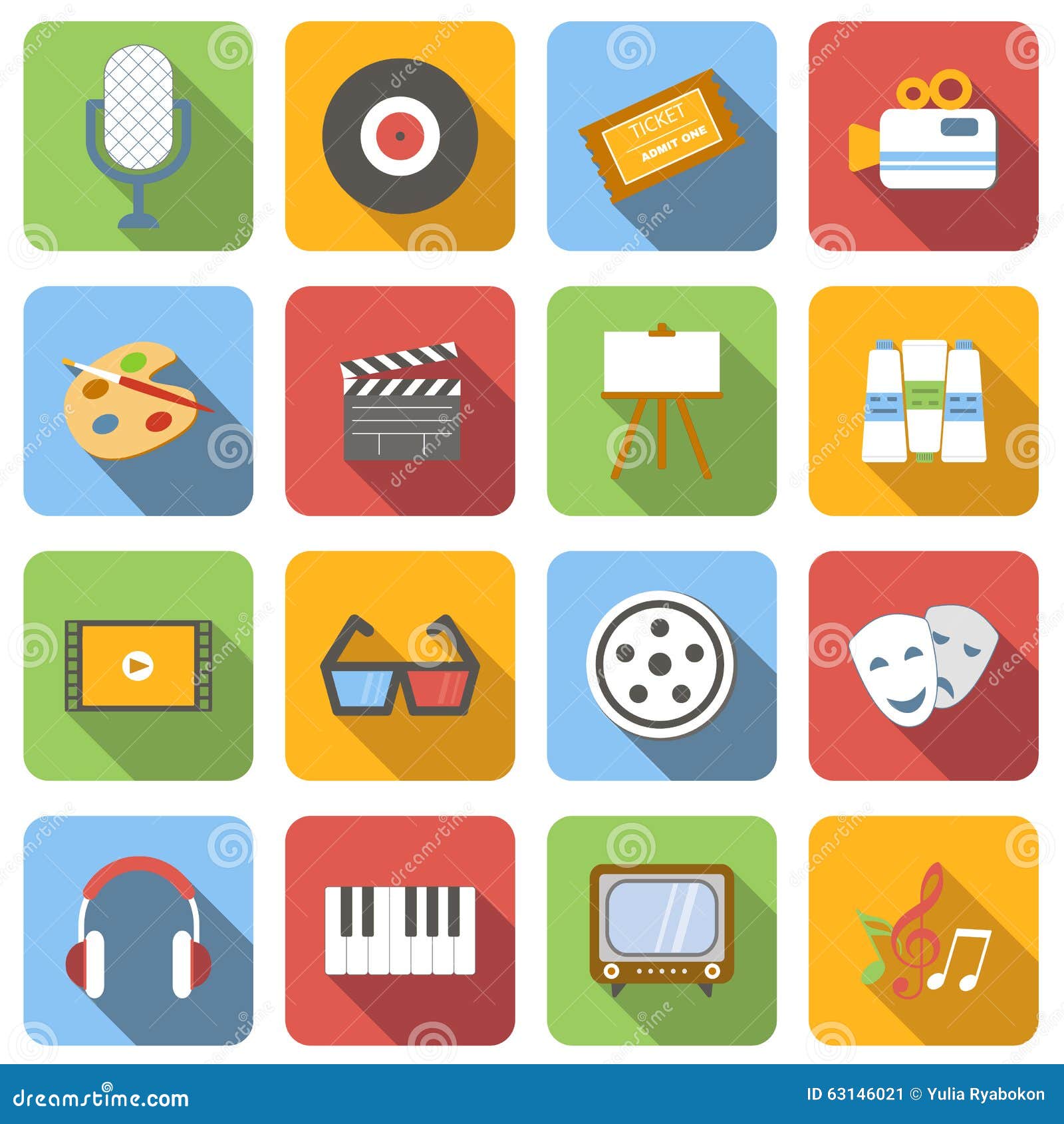 Multimedia flat icons set stock vector. Illustration of camera 63146021