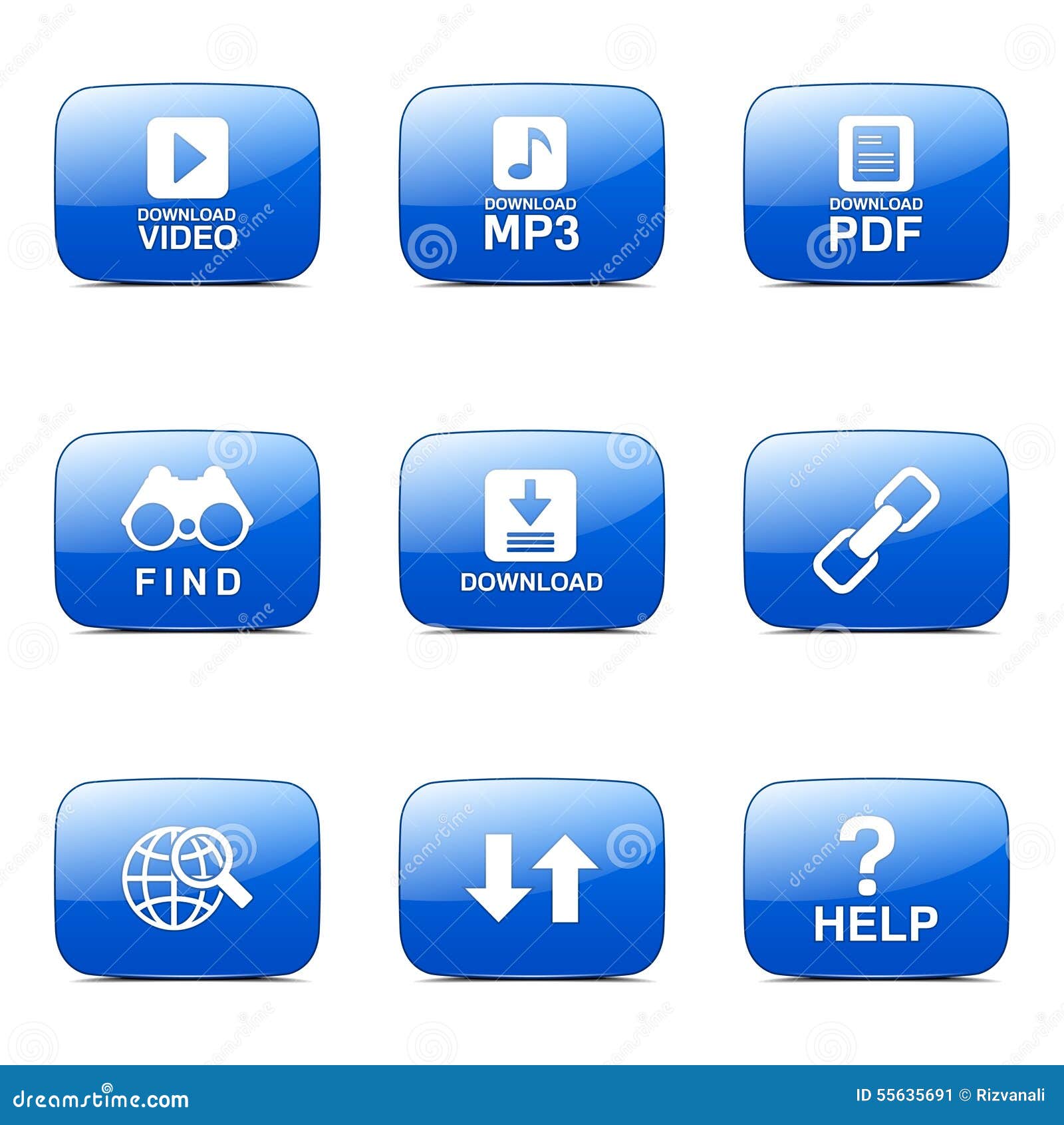 Multimedia Web Internet Square Vector Blue Icon Stock Vector