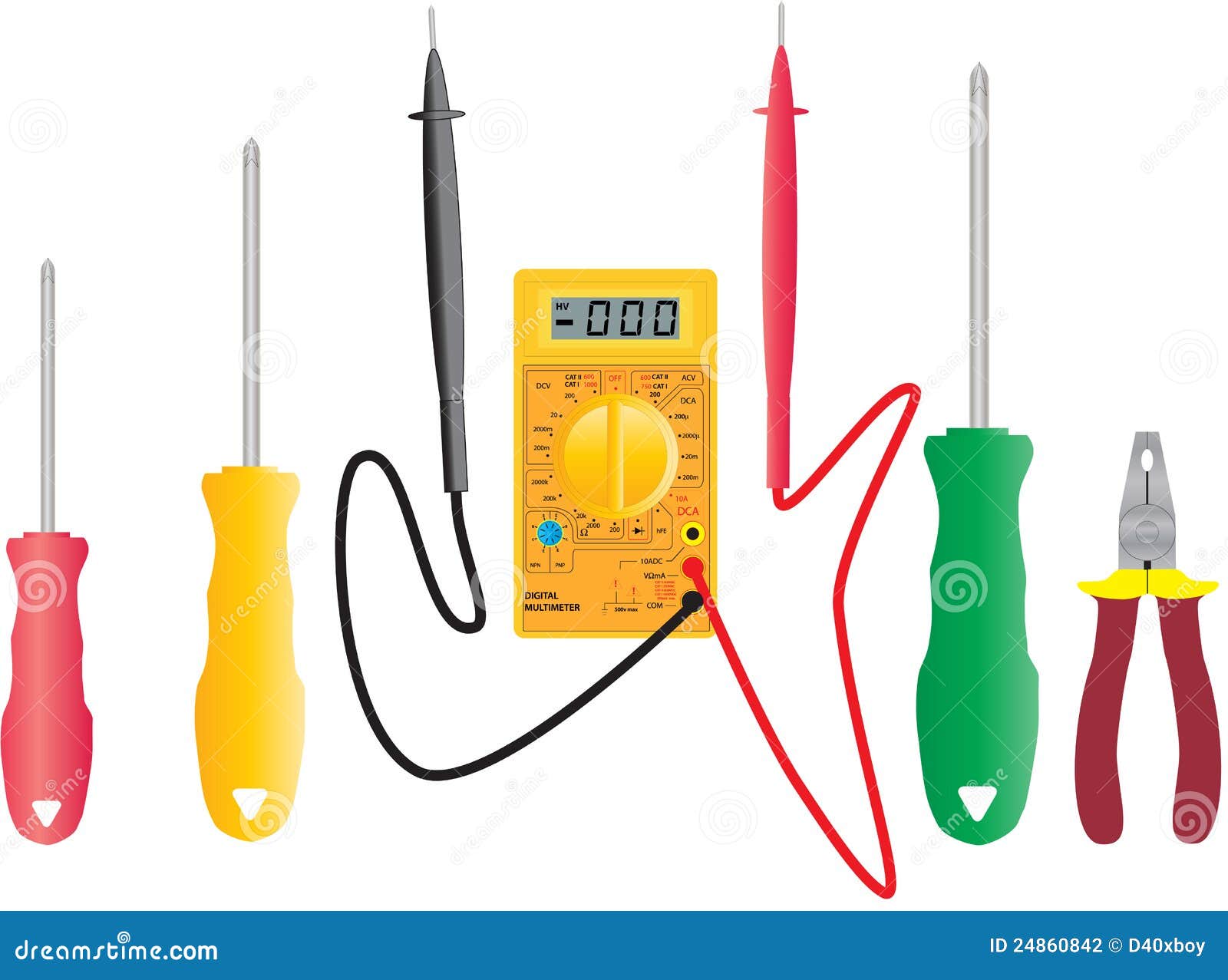 Multimeter stock vector. Illustration of power, electrician 24860842