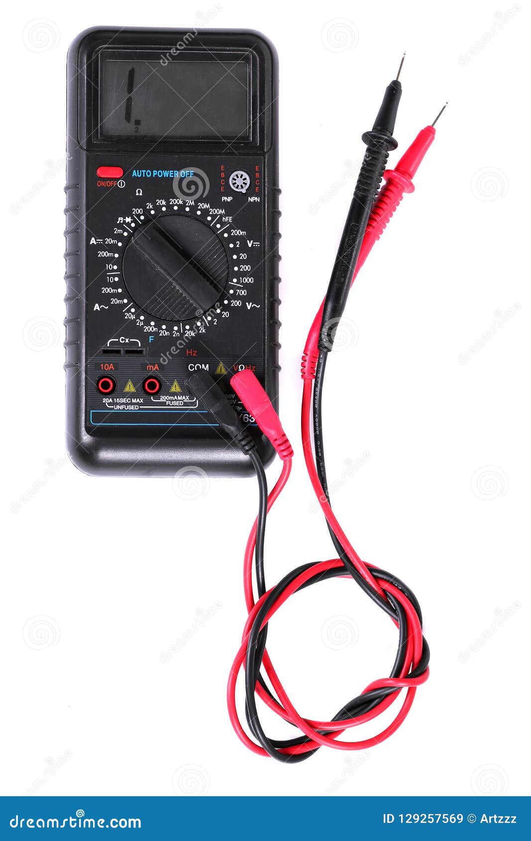 Multimeter with test leads stock image. Image of multi 129257569