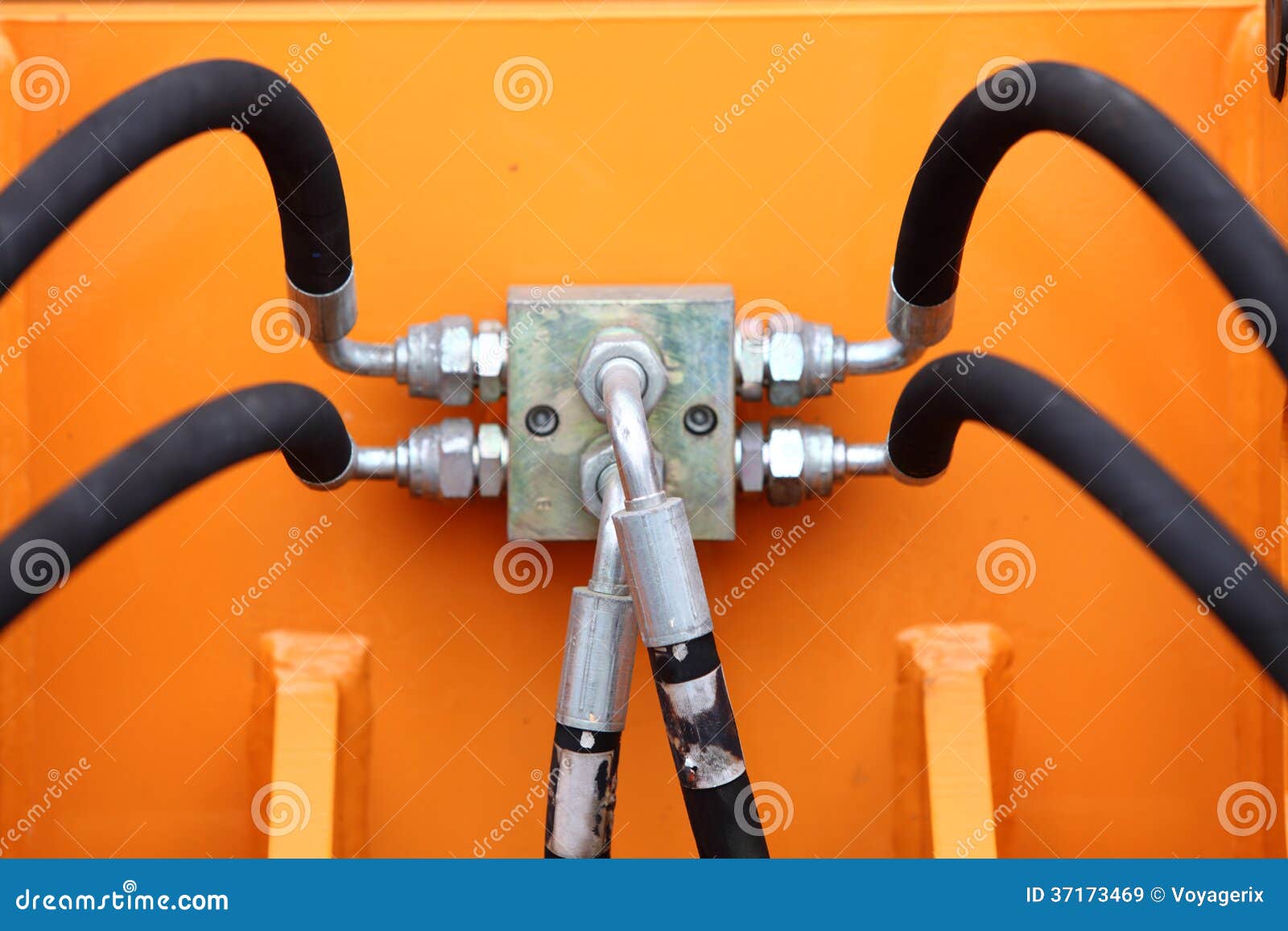 Multiple Black Hydraulic Hoses on an Excavator Stock Image Image of