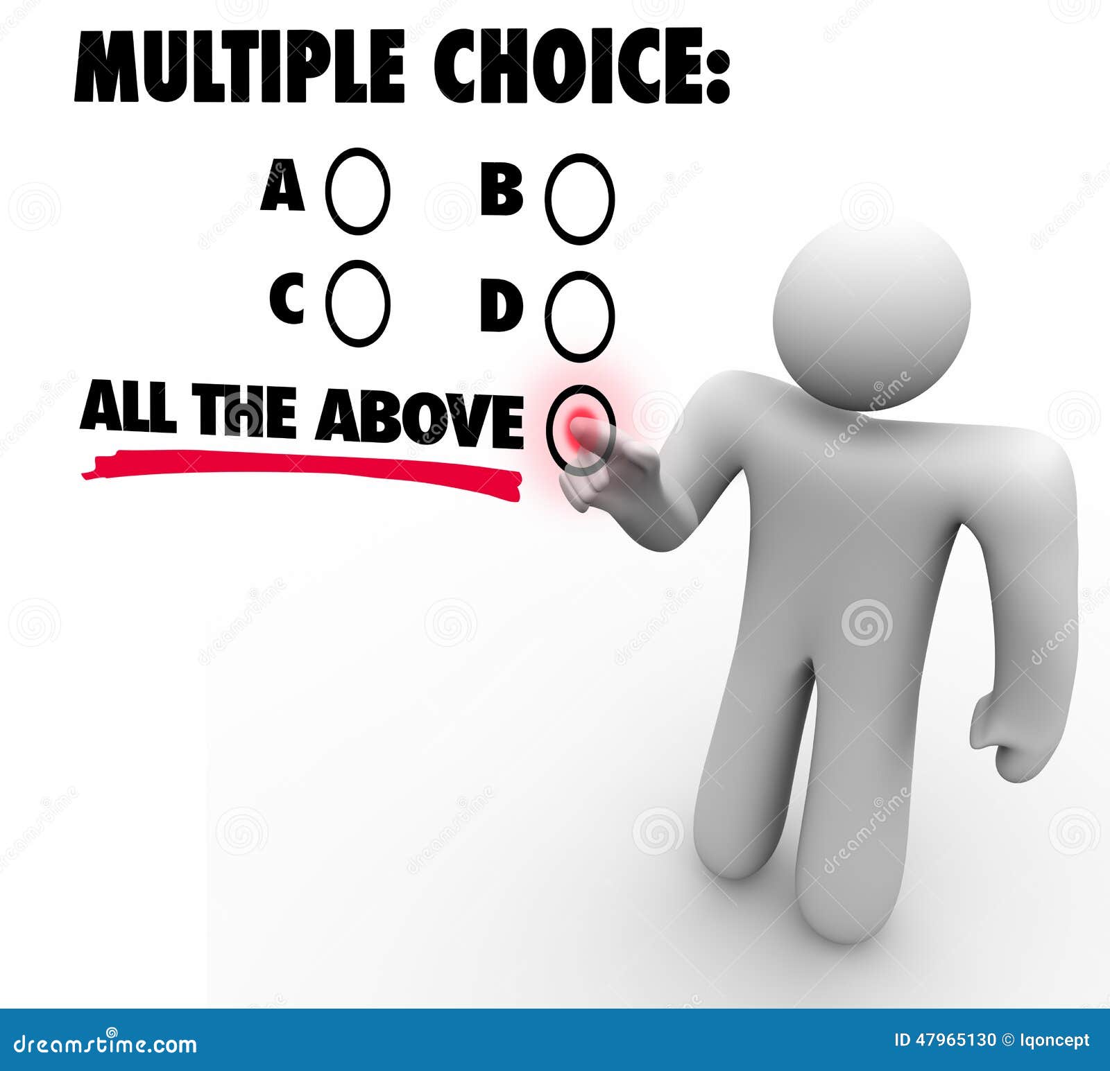 Multiple Choice All the Above Options Test Quiz Uncertainty Guess Stock  Illustration - Illustration of cross, confidence: 47965130