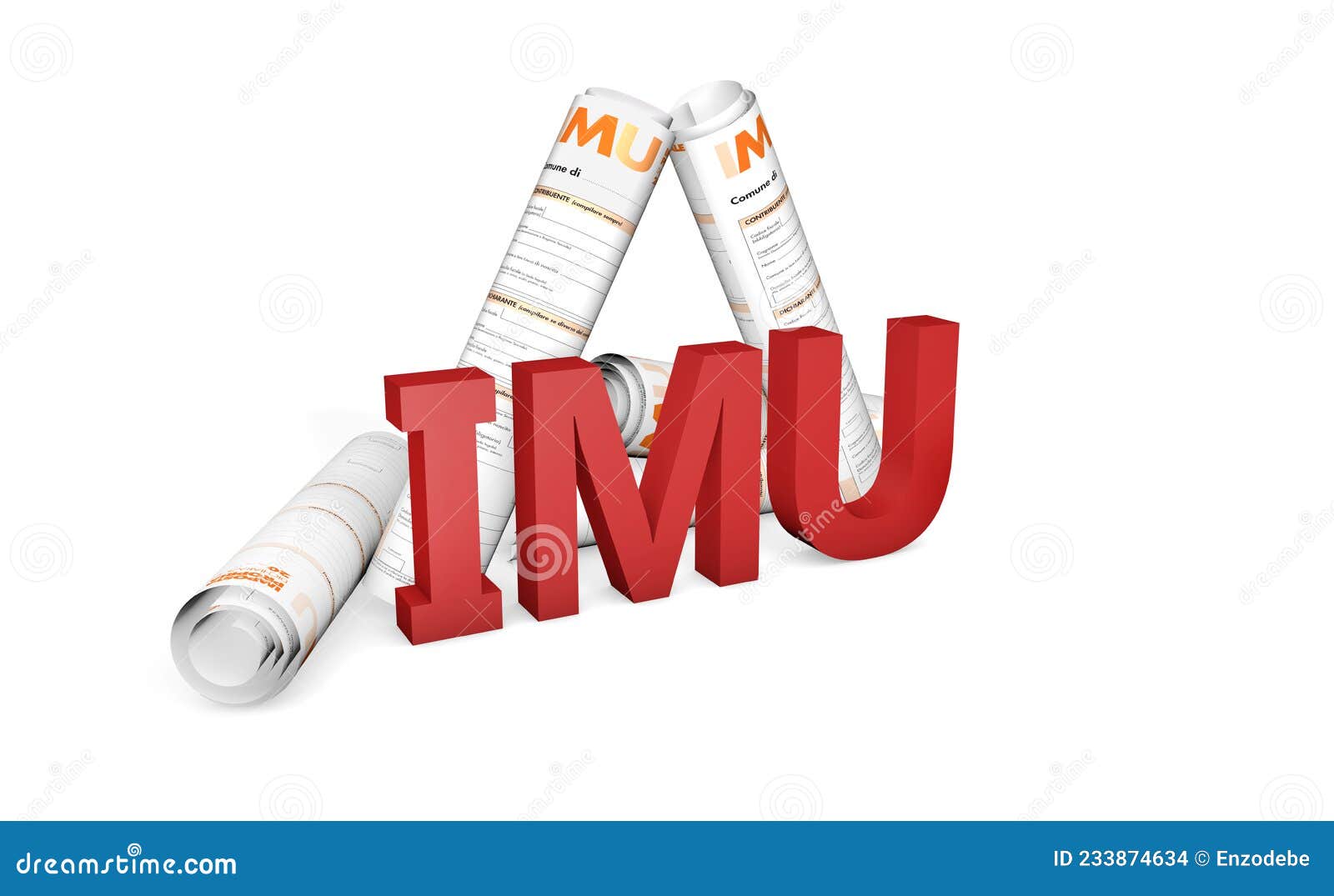 3d rendering `modello imu tax` and text