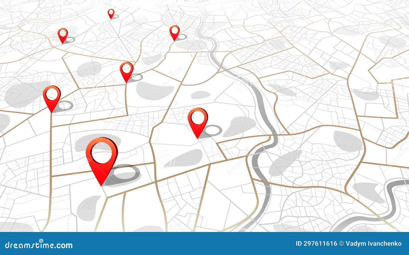 Multiple Destinations. Gps Tracking Map. Track Navigation Pins on 