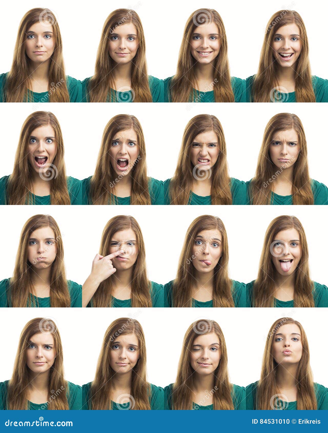 Multiple Different Expressions Stock Photo - Image of expressive ...