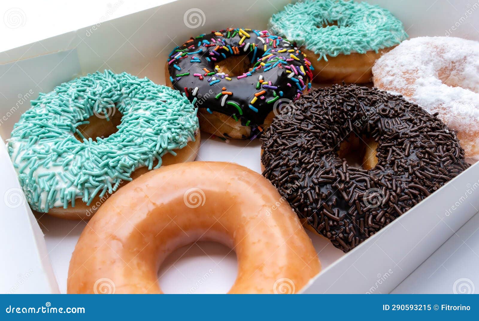 Multiple Donuts in Its Package Stock Image Image of creamy, green