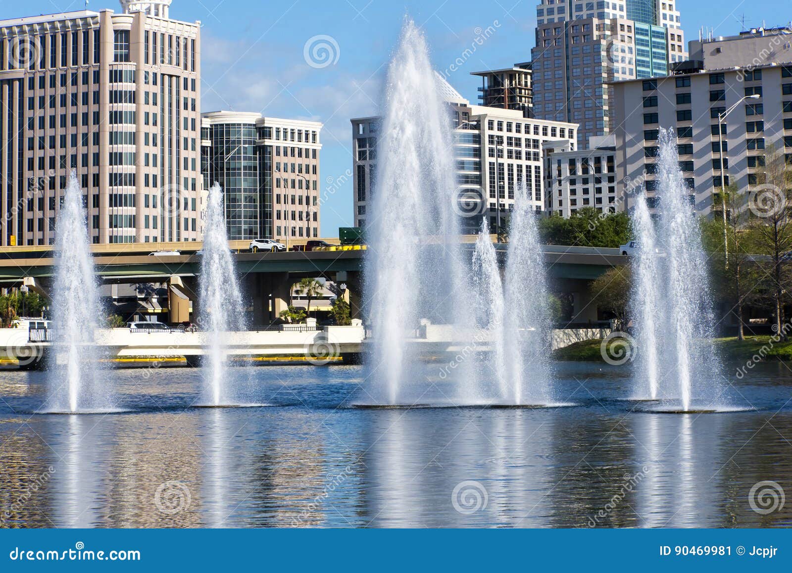 Multiple Fountains Downtown Stock Image Image of multiple, colorful