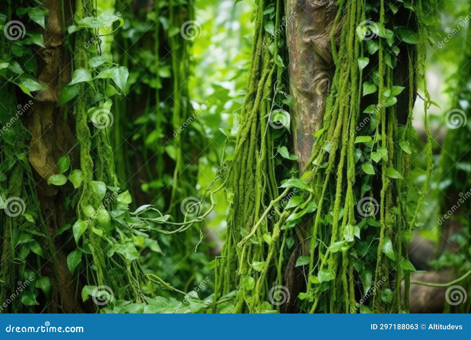 Multiple Jade Vines Growing on a Tree Trunk Stock Image Image of jade