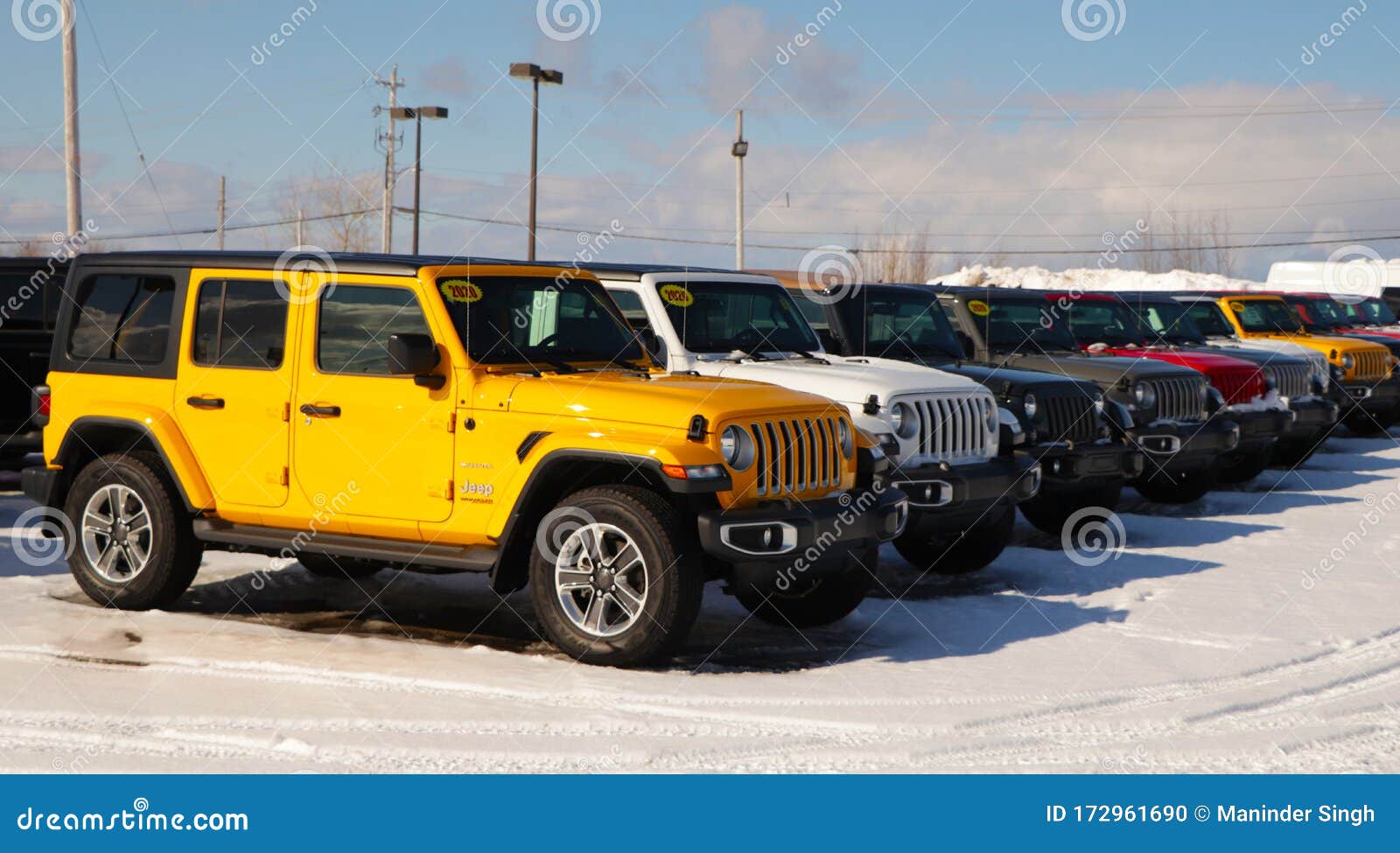 Multiple Jeep Wrangler Rubicon Parked in Snowy Lot. Editorial Image - Image  of animal, background: 172961690