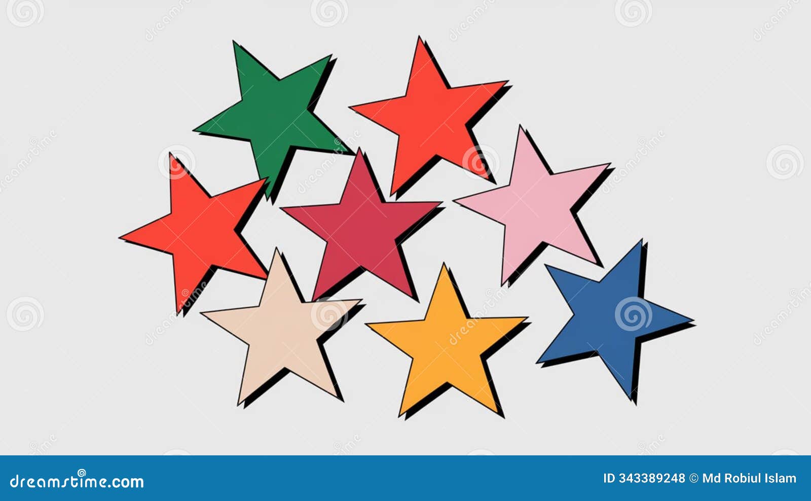 multiple large multicolored stars