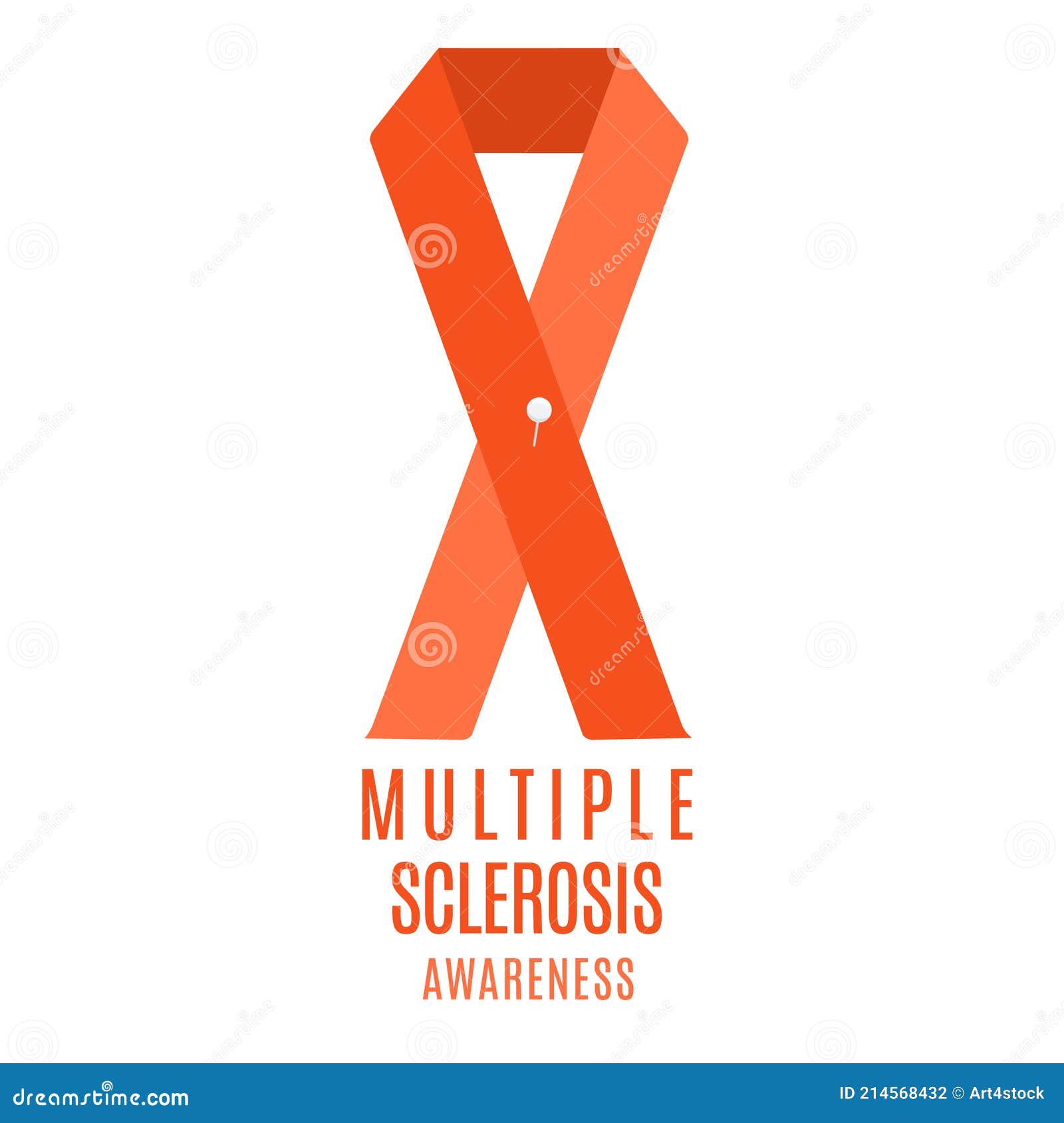 Multiple Sclerosis Awareness Ribbon With A Pin Stock Vector