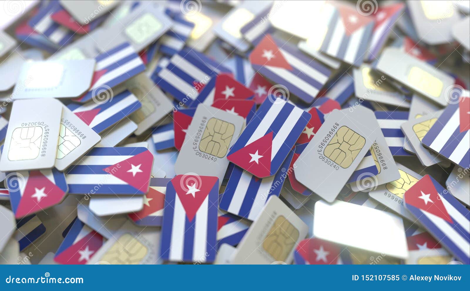 Multiple SIM Cards with Flag of Cuba. Cuban Mobile