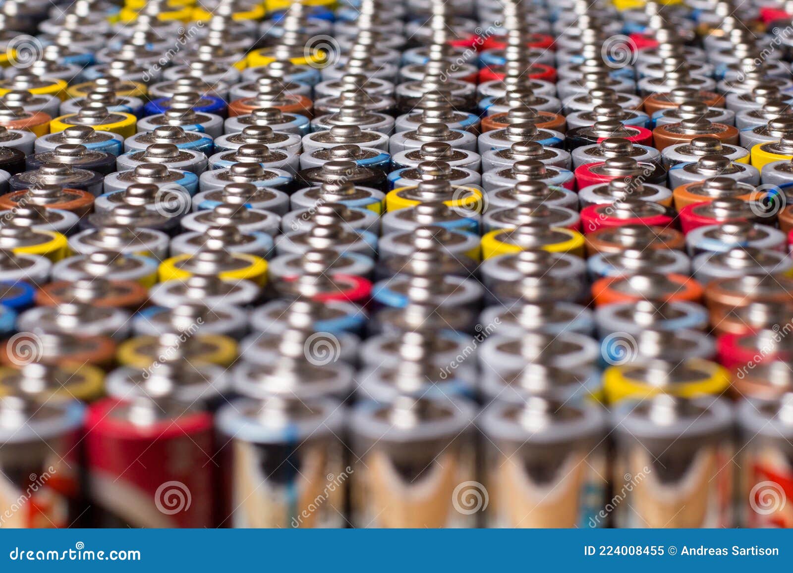 Multiple Stacked Aaa Batteries of Different Color and Manufacturer