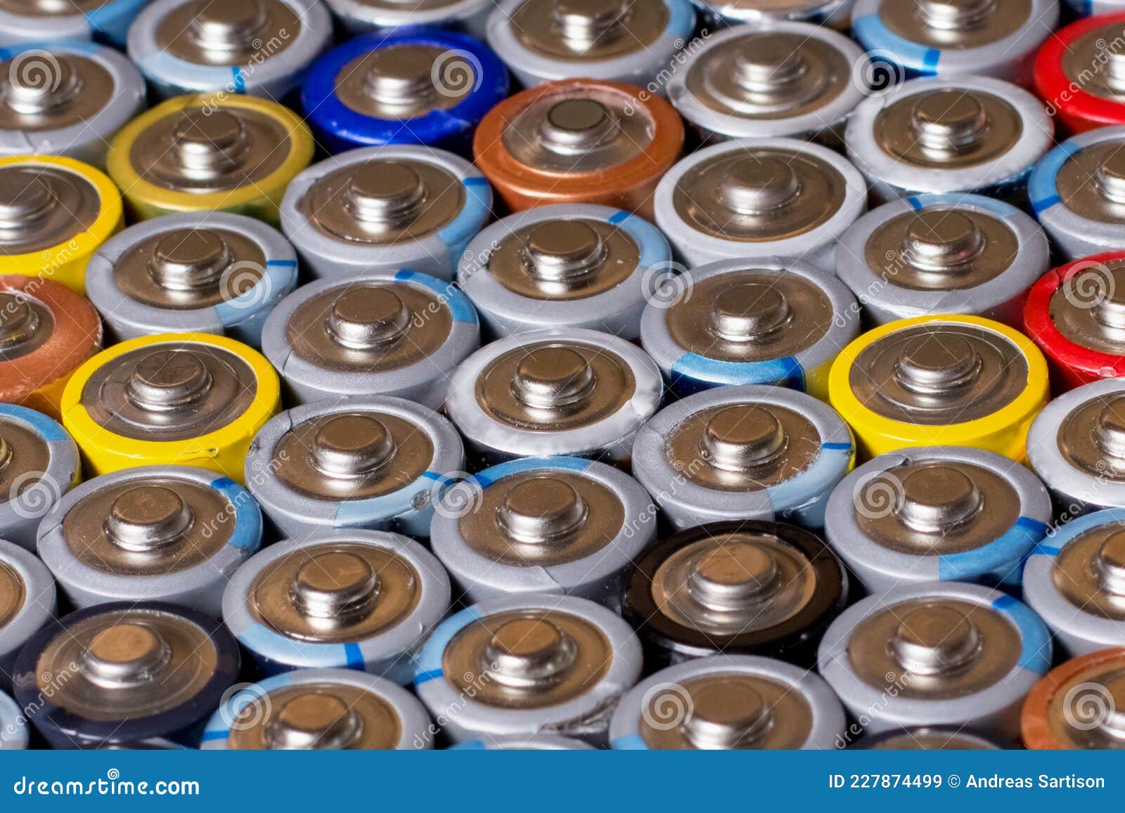 Multiple Stacked Aaa Batteries of Different Color and Manufacturer