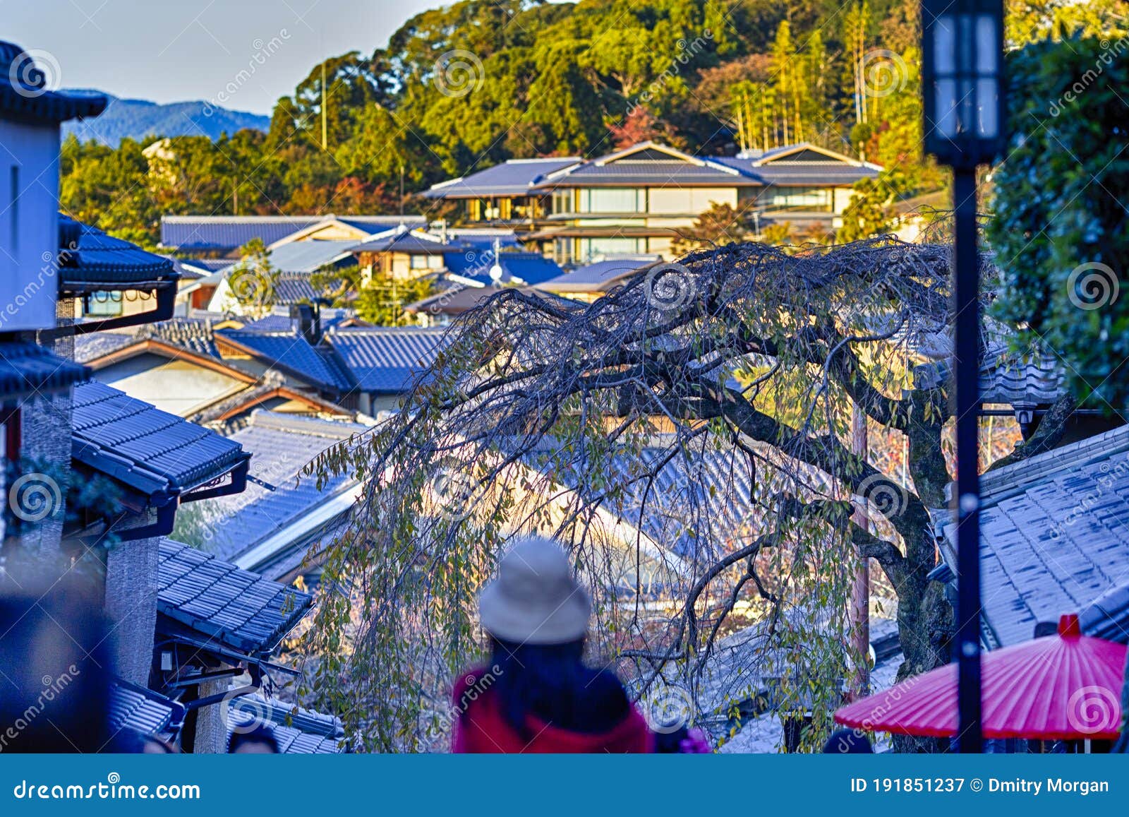 Multiple Traditional Rooftops of Kyoto City in Japan at Daytime Stock