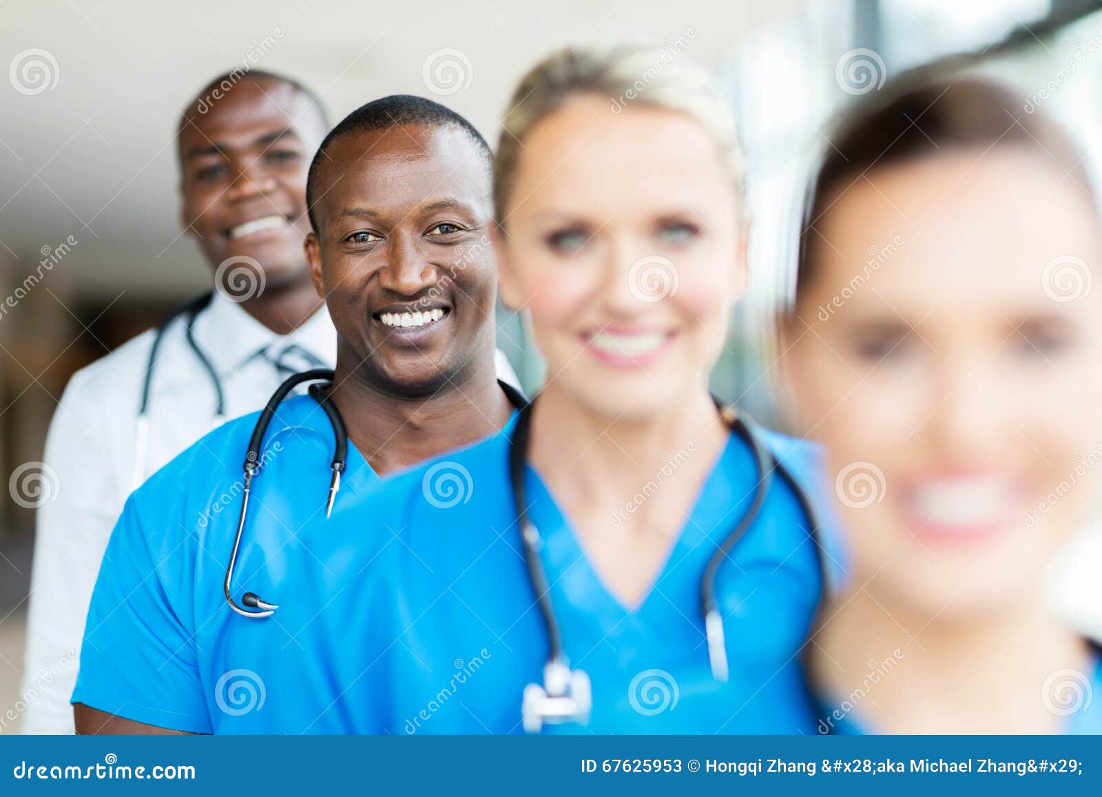 Multiracial Healthcare Workers Row Stock Image Image of nurses