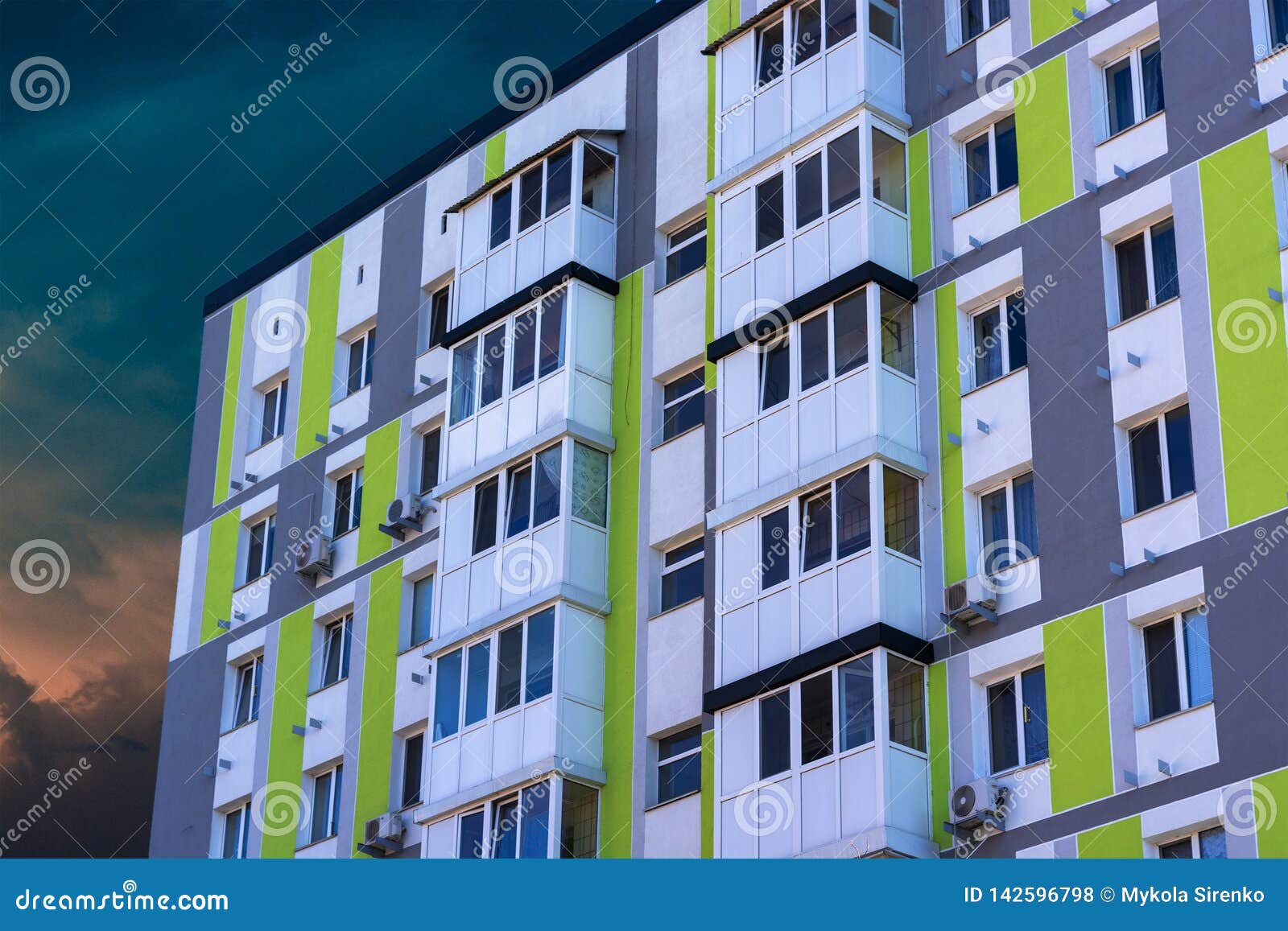 Multistorey Apartment House on a Blue Cloud Heaven Stock Photo Image