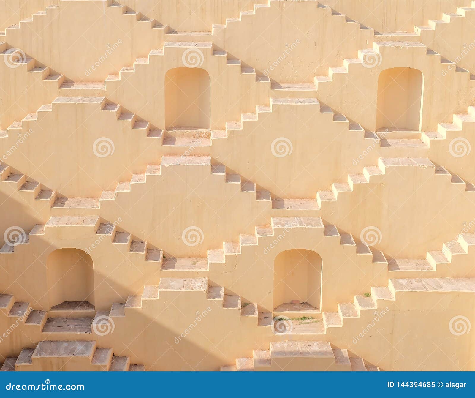 multistory stairs of a step-well in jaipur, india