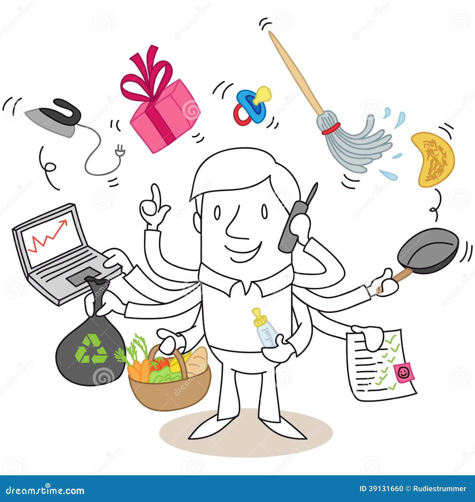 Multitasking cartoon man stock vector. Illustration of cartoon - 39131660 Multitasking cartoon man stock vector. Illustration of cartoon - 39131660