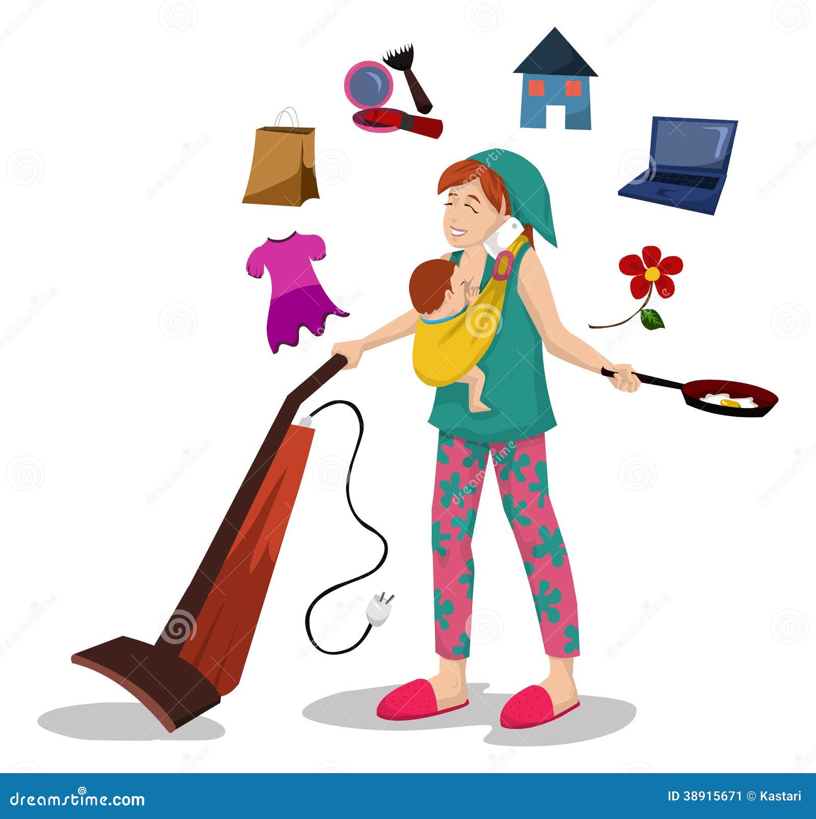 Multitasking Mom Stock Vector - Image: 38915671