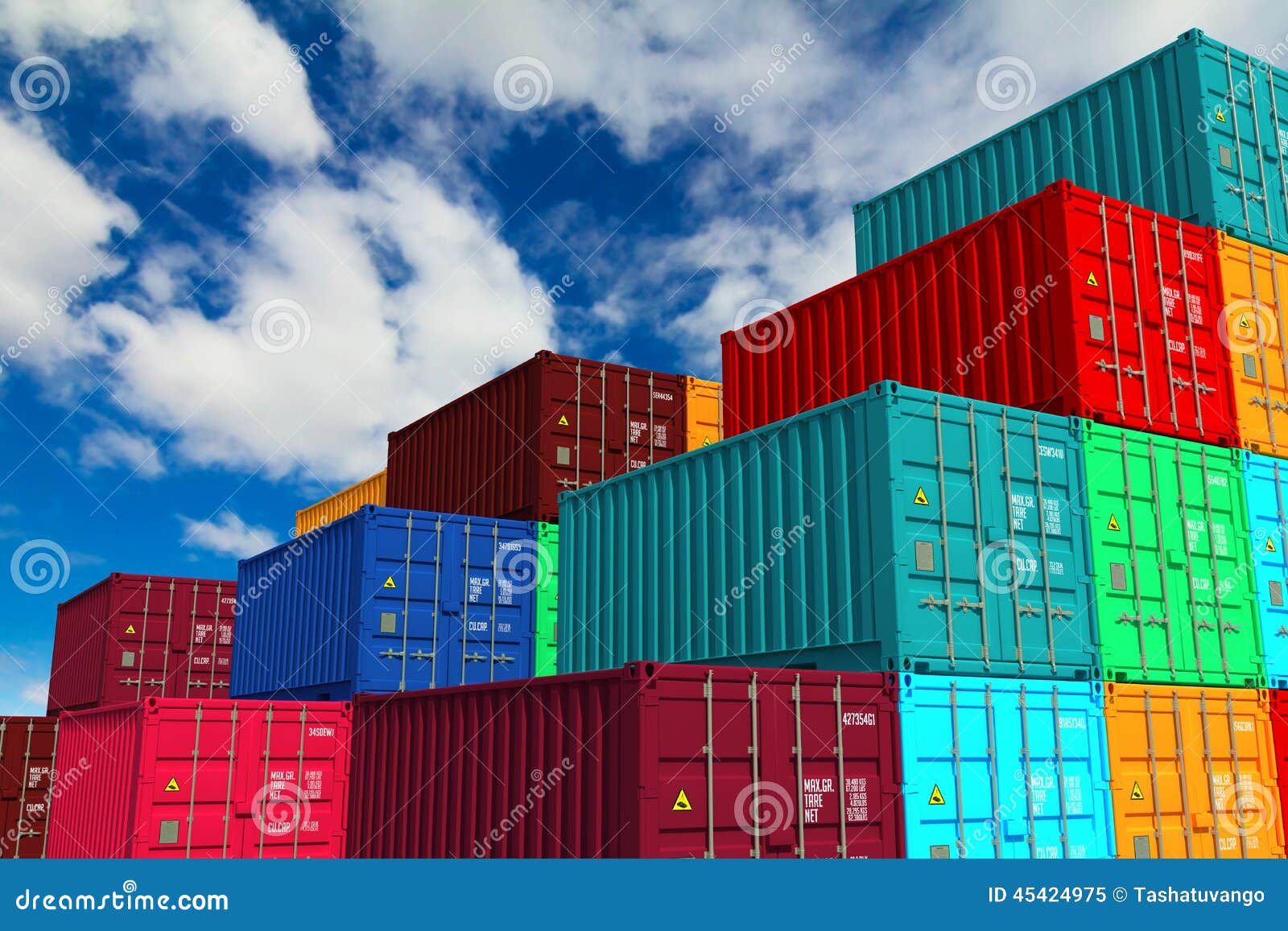 multitiered of colorful containers on sky stock image image of multitiered
