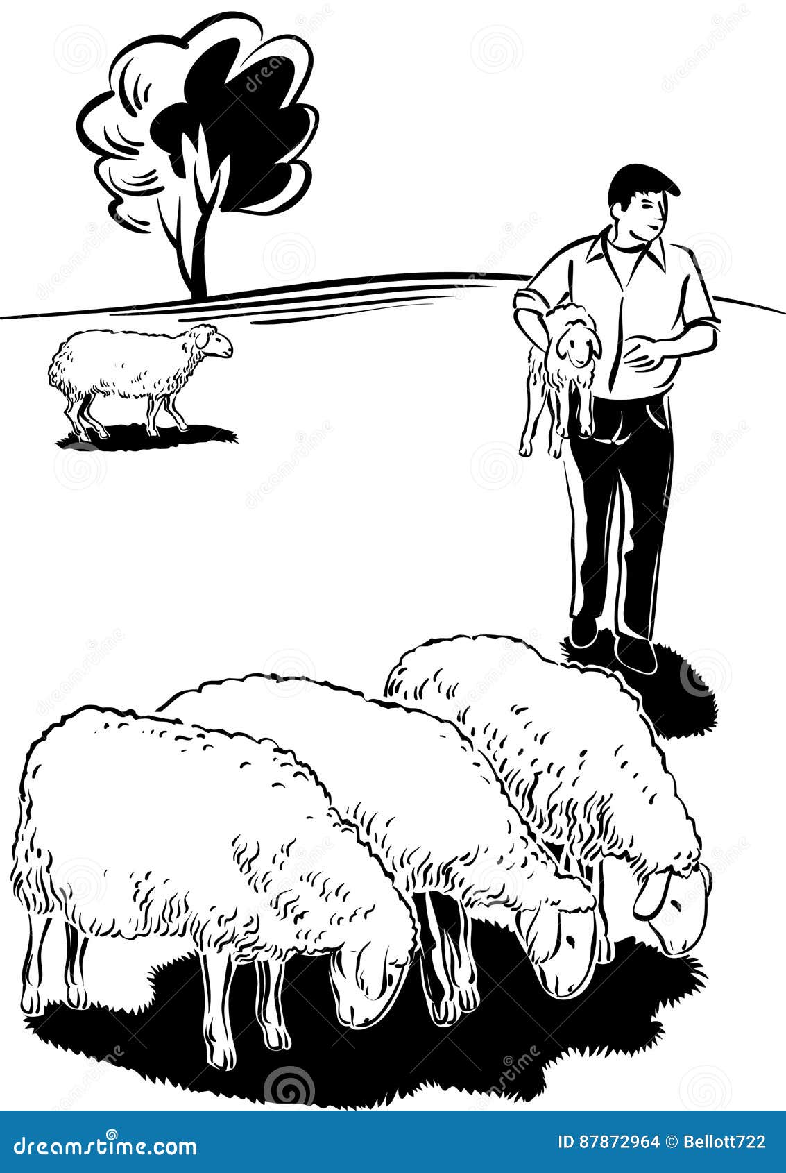 Два ягненка отошли от стада. Рисование Чабан с баранами. Овца с ягненком. Иллюстрации пастух с овцами. Пастух и стадо.