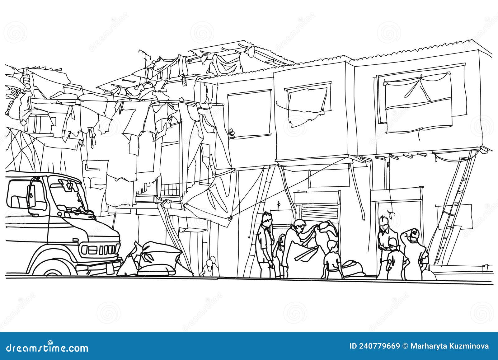 Mumbai Slums, India Cartoon Vector | CartoonDealer.com #240779669