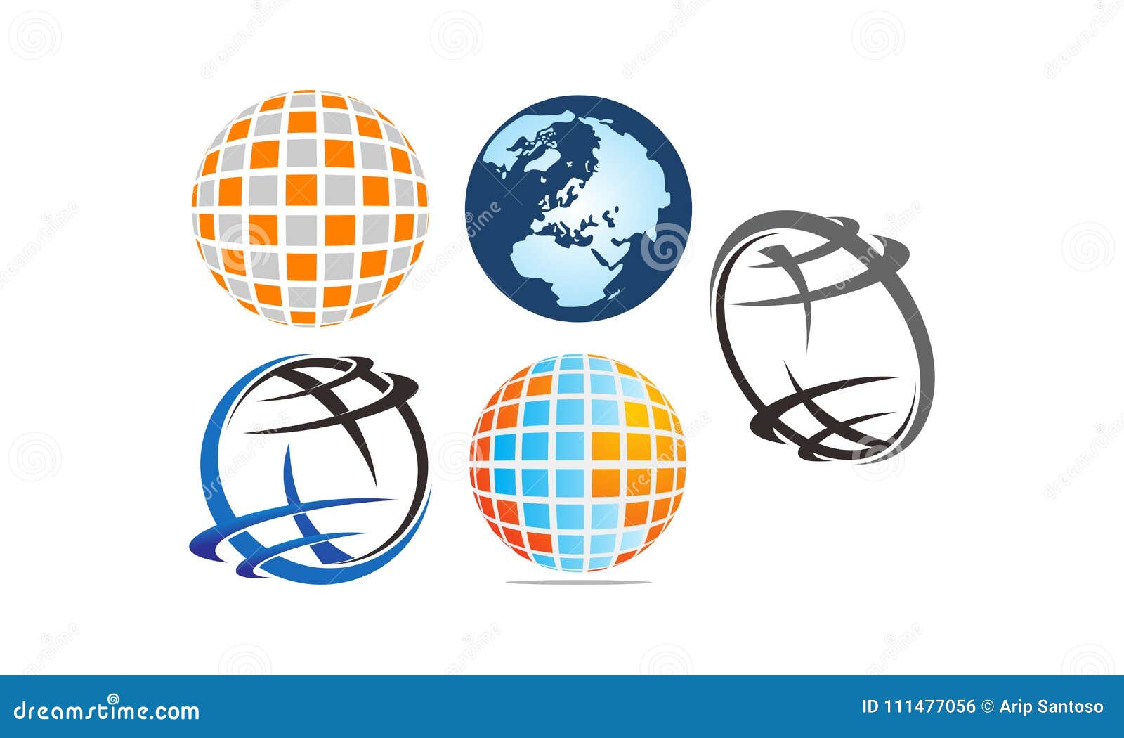 Mundo Logo Template Set ilustración del vector. Ilustración de servicio -  111477056