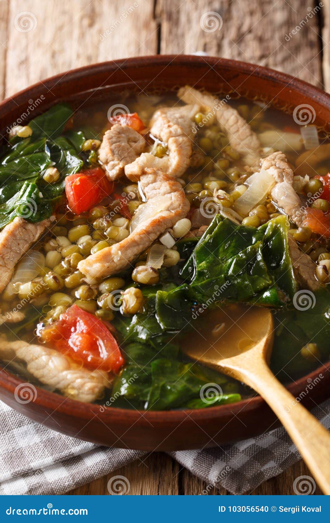 Munggo Guisado Filipino Soup of Beans Mung Closeup in a Bowl. Vertical ...