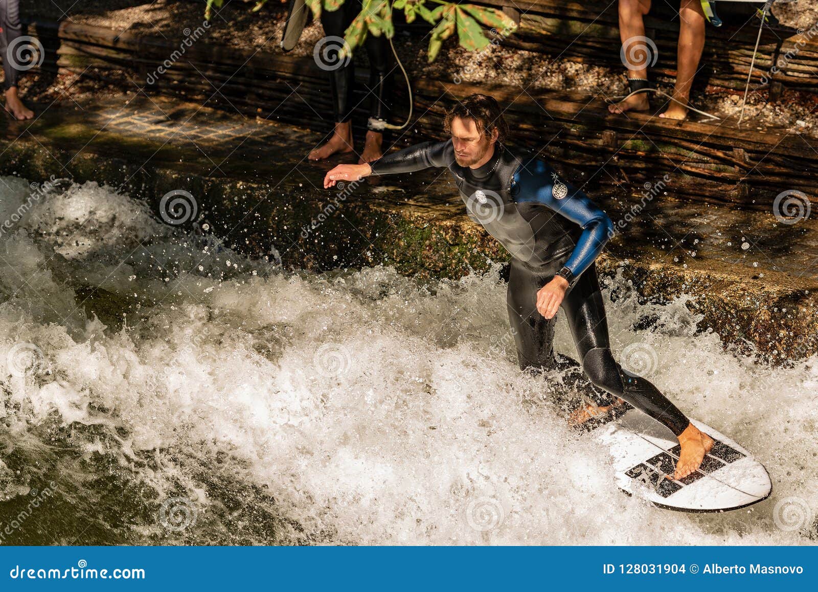 Surfing On The Eisbach River Englischer Garten Munich