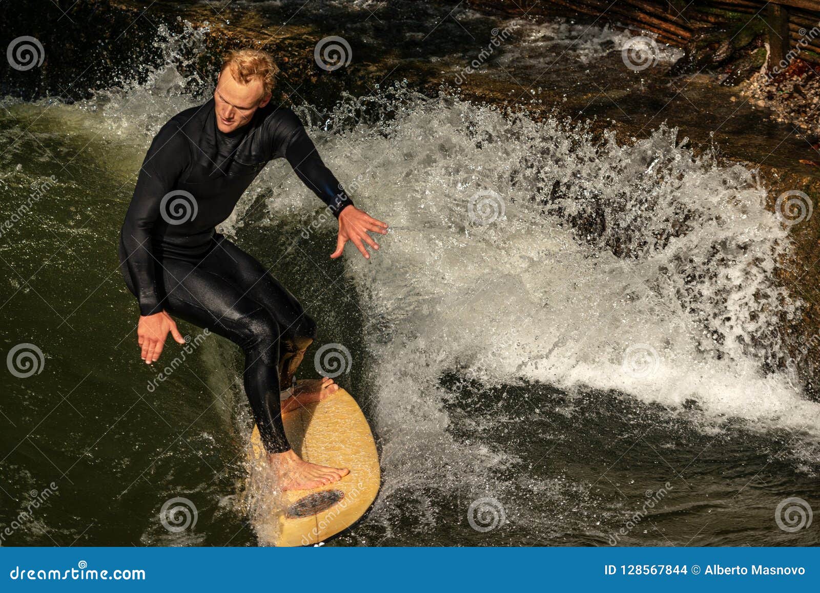 Surfing On The Eisbach River Englischer Garten Munich