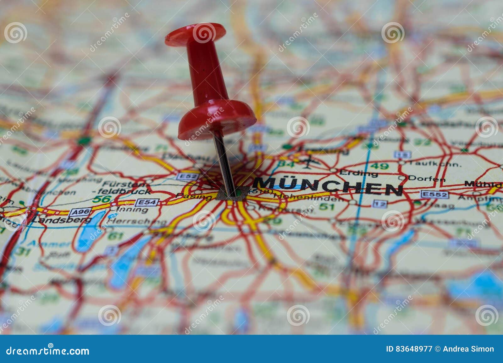 Munich Map Macro Shot Push Pin 83648977 