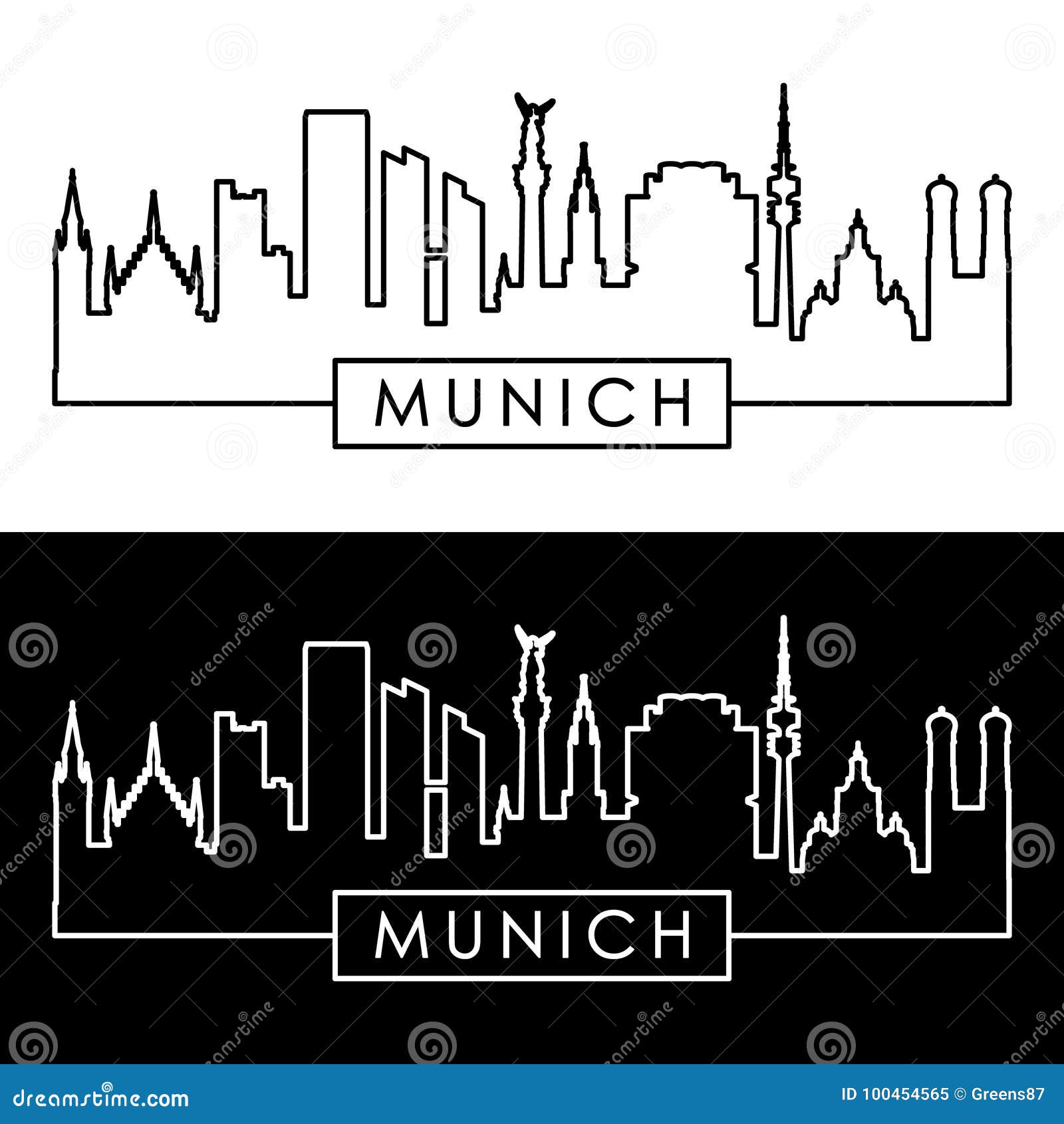 munich skyline. linear style.