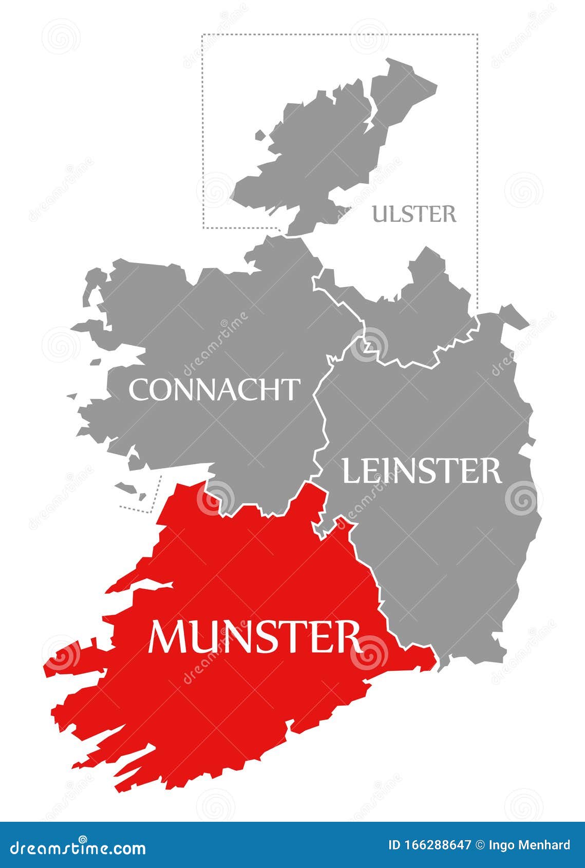 Munster Rot Auf Der Karte Irlands Hervorgehoben Stock Abbildung ...