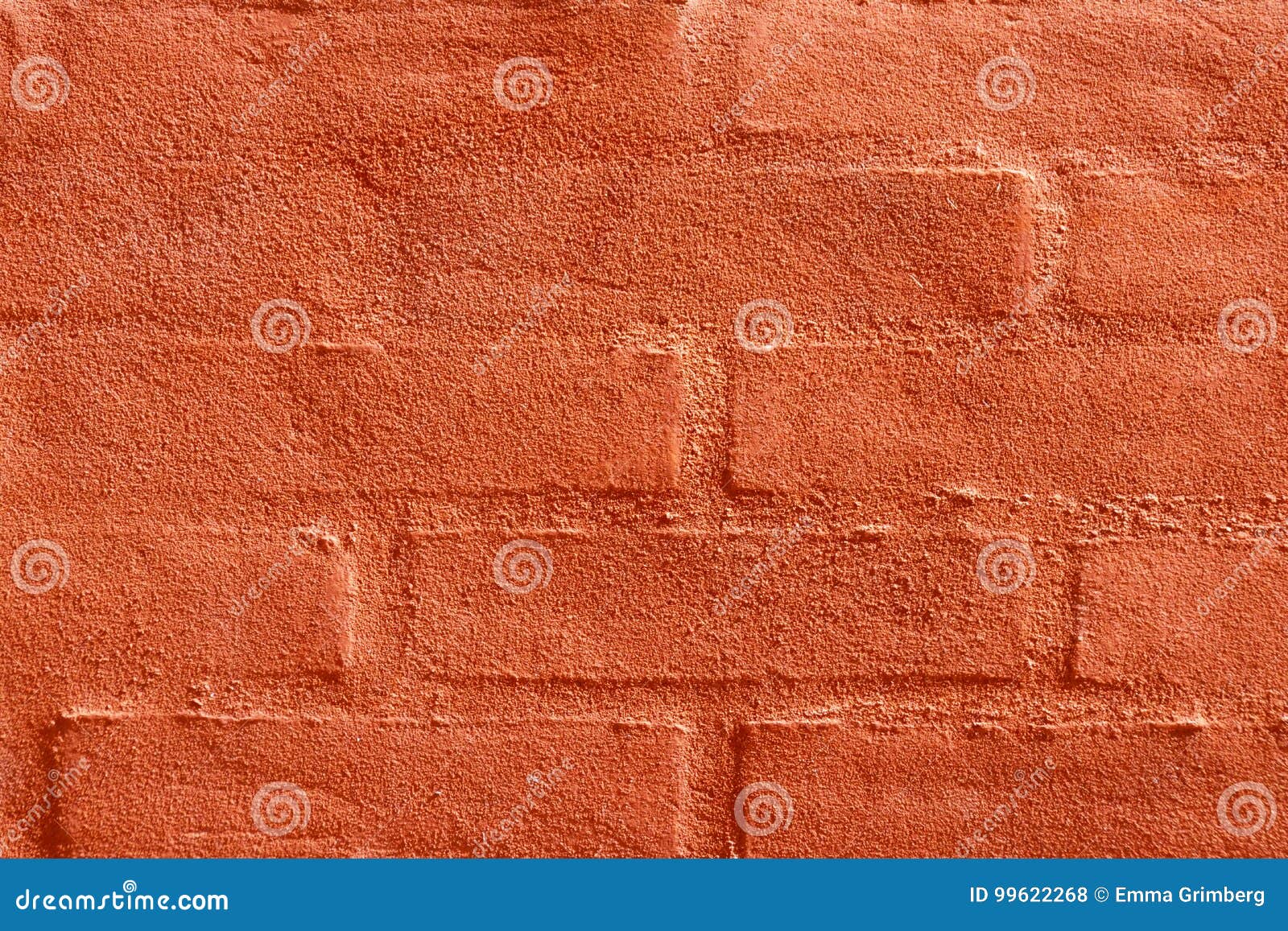 Mur De Briques Peint Dans La Couleur De Terre Cuite Photo stock - Image